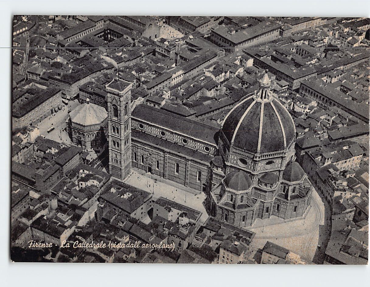Postcard Aerial View The Cathedral Florence Italy