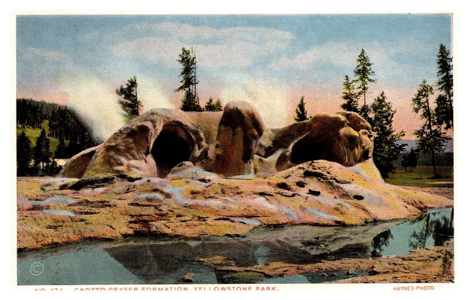 postcard Grotto Geyser Formation Yellowstone Park Haynes Photo A0430