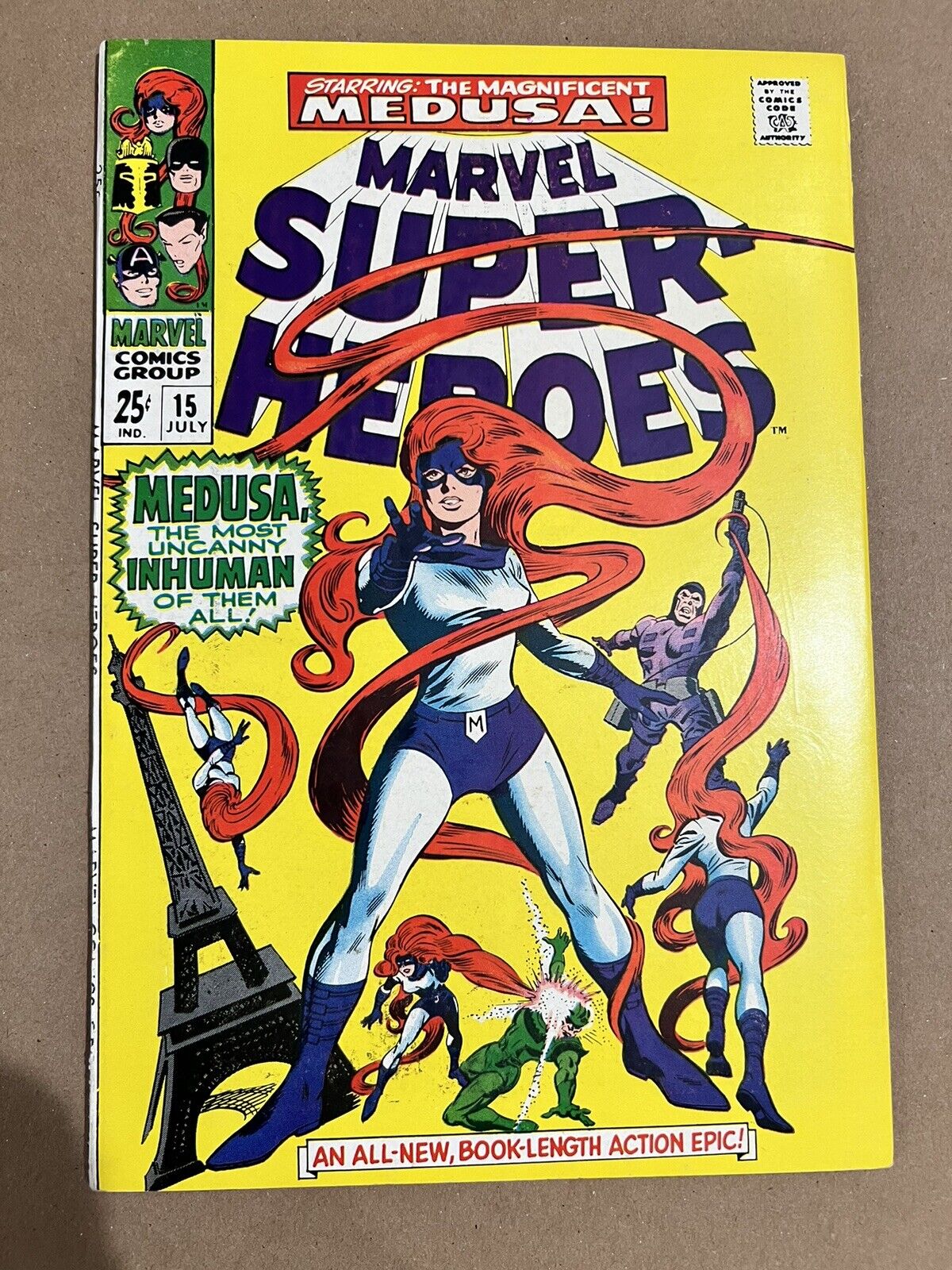 Marvel Super-Heroes 15 F/VF 1st Solo MEDUSA Captain America Black Knight 1968