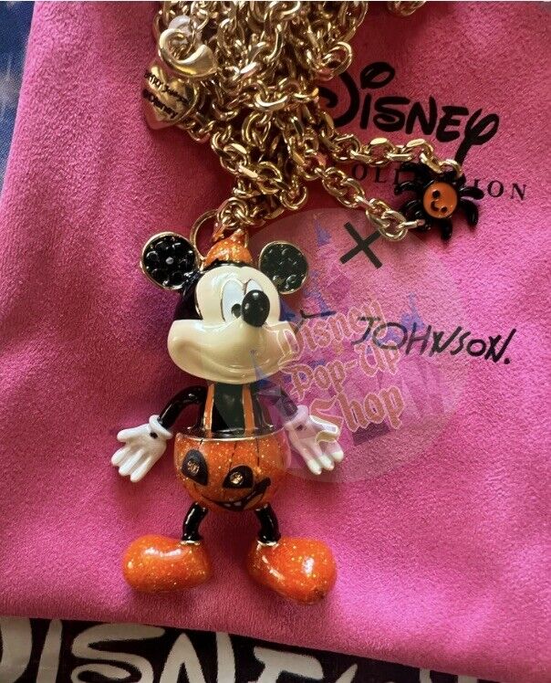Disney Parks 2022 Betsey Johnson Halloween Pumpkin Mickey Mouse Necklace Jewelry