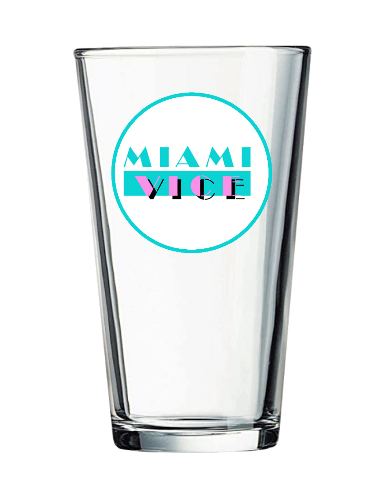 Miami Vice - 80\'s Icon TV - 16 oz Pint Beer Glass Pub Barware Seltzer Tea Water