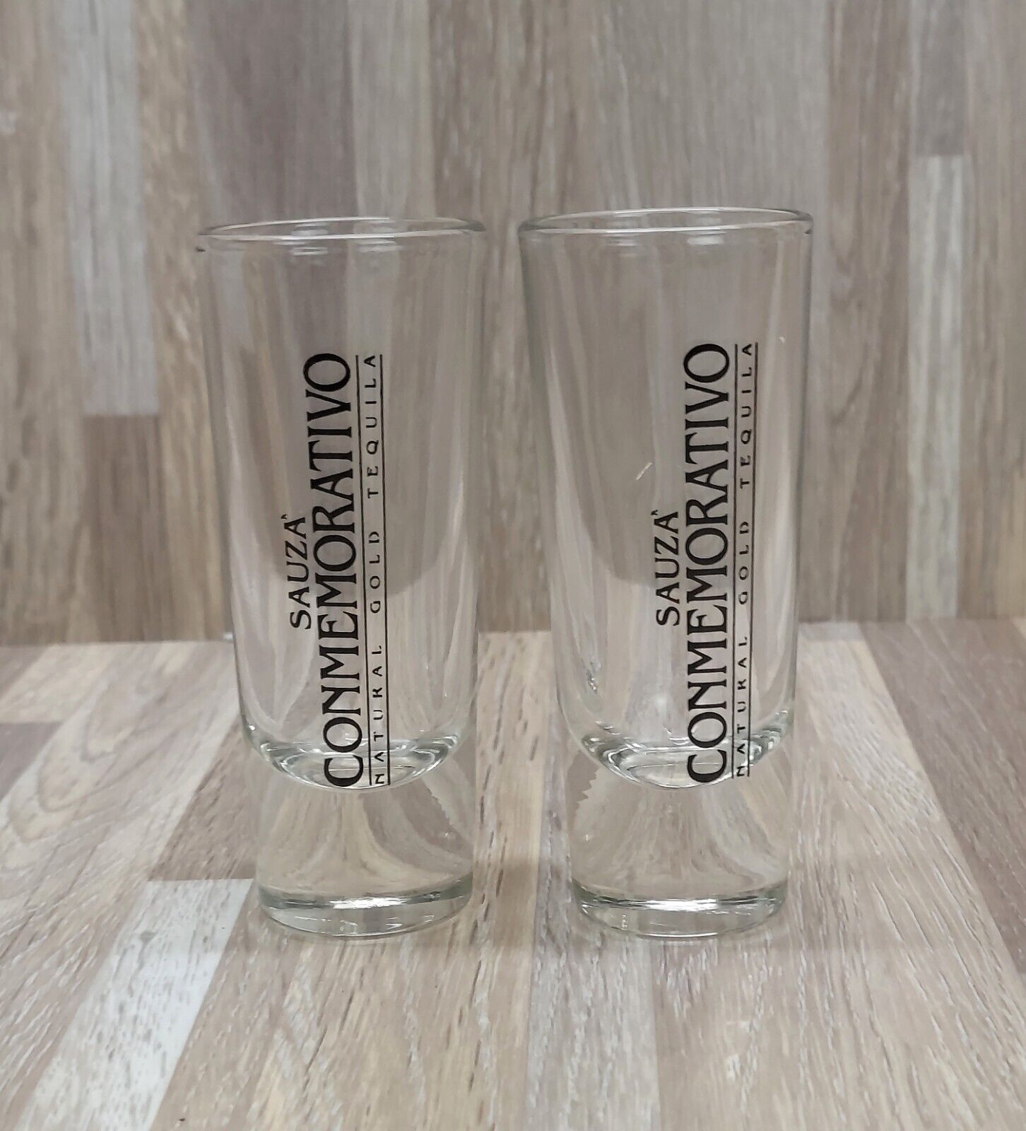 Sauza Commemorativo Tall Shot Glass  (2) ~ 3½ Inches Tall with a Thick Base
