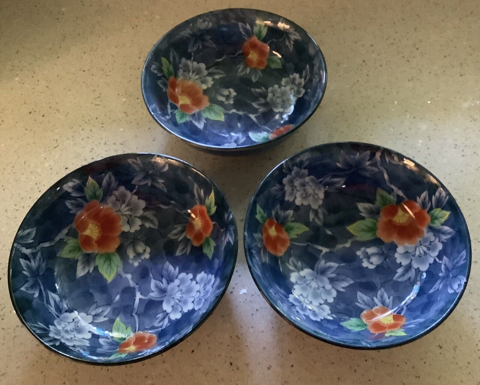 Vintage Set/3 Traditional Japan Large Ramen/Soup/Salad Bowls,BluePeony