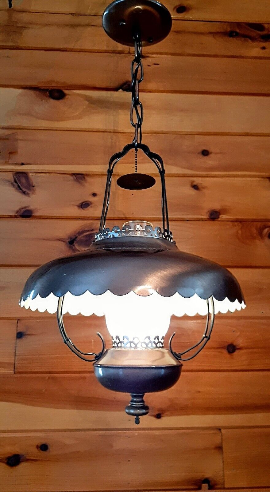 Vintage/Antique 1950's-70s Rustic Country Western Lantern Style Chandelier Light
