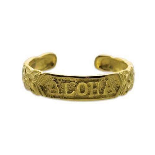 Hawaiian Heirloom Jewelry 14k Yellow Gold Finish ALOHA Toe Ring      