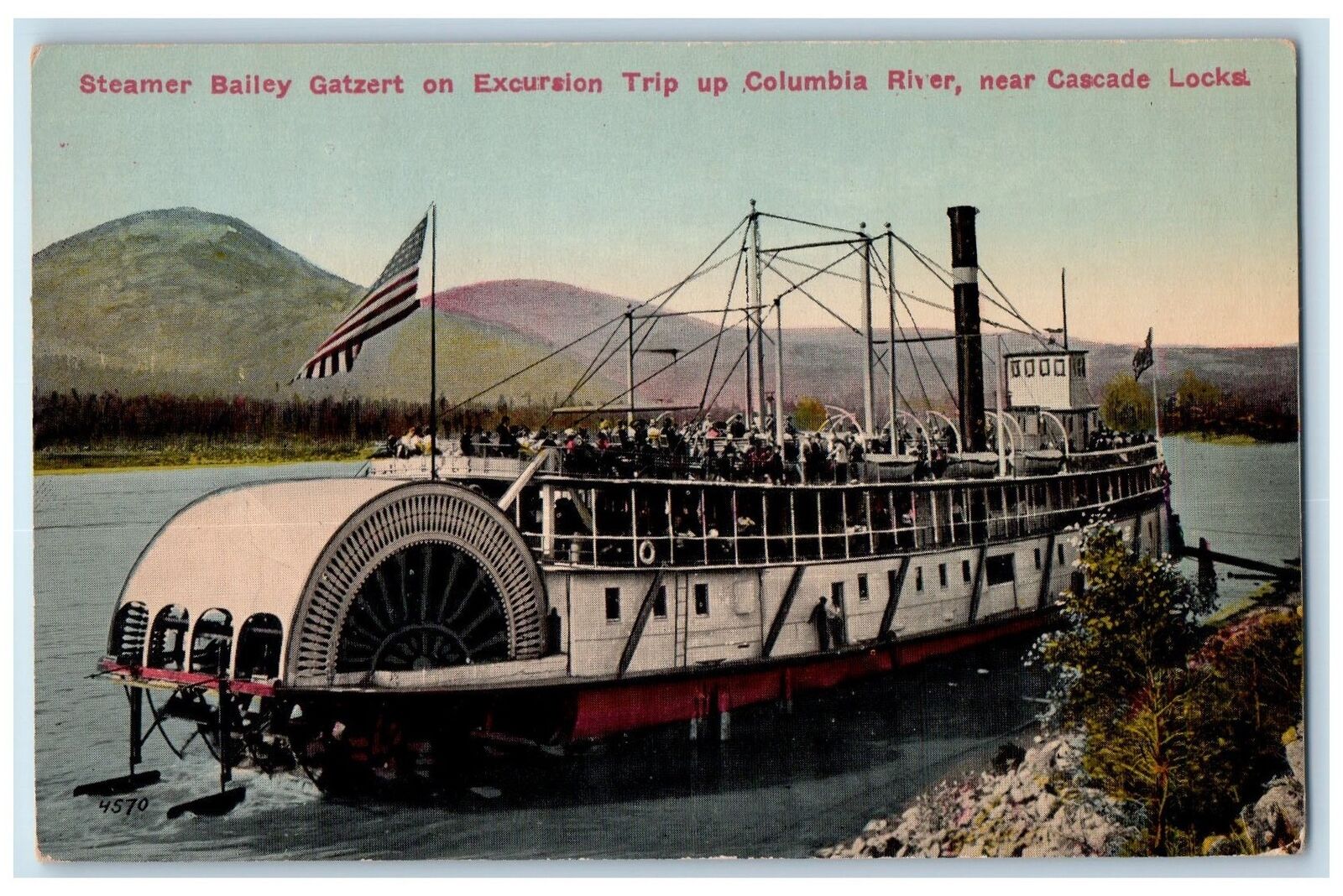 c1940s Steamer Bailey Gatzert On Excursion Trip up Columbia River OR Postcard