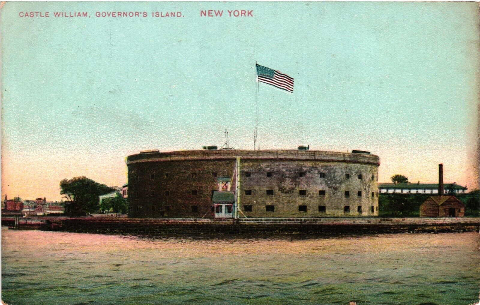 1907 Castle William Governors Island New York NY Vintage Postcard Posted