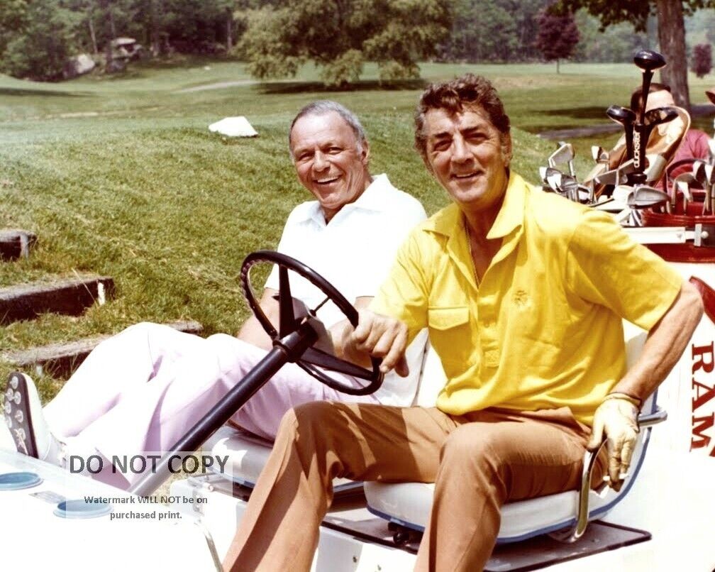 FRANK SINATRA AND DEAN MARTIN PLAY GOLF IN 1988 - 8X10 PHOTO (AA-892)
