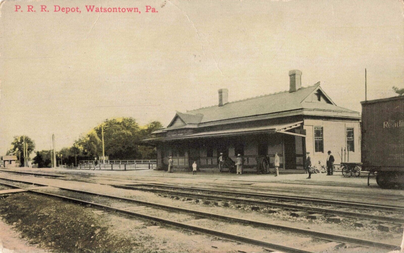 Railroad Depot Watsontown Pennsylvania PA Train Tracks c1915 Postcard