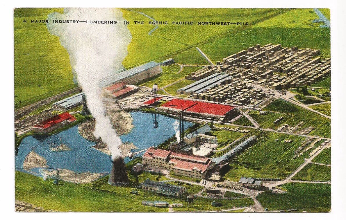 OR Postcard Lumber Mill Pacific Northwest