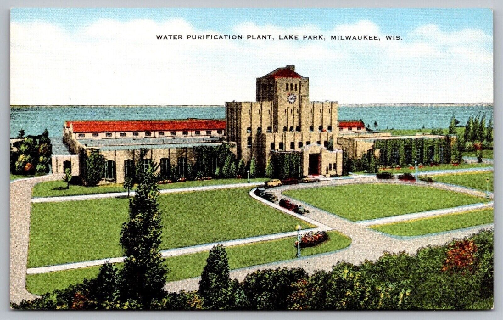 Water Purification Plant Lake Park Milwaukee Wisconsin Clock Tower VNG Postcard