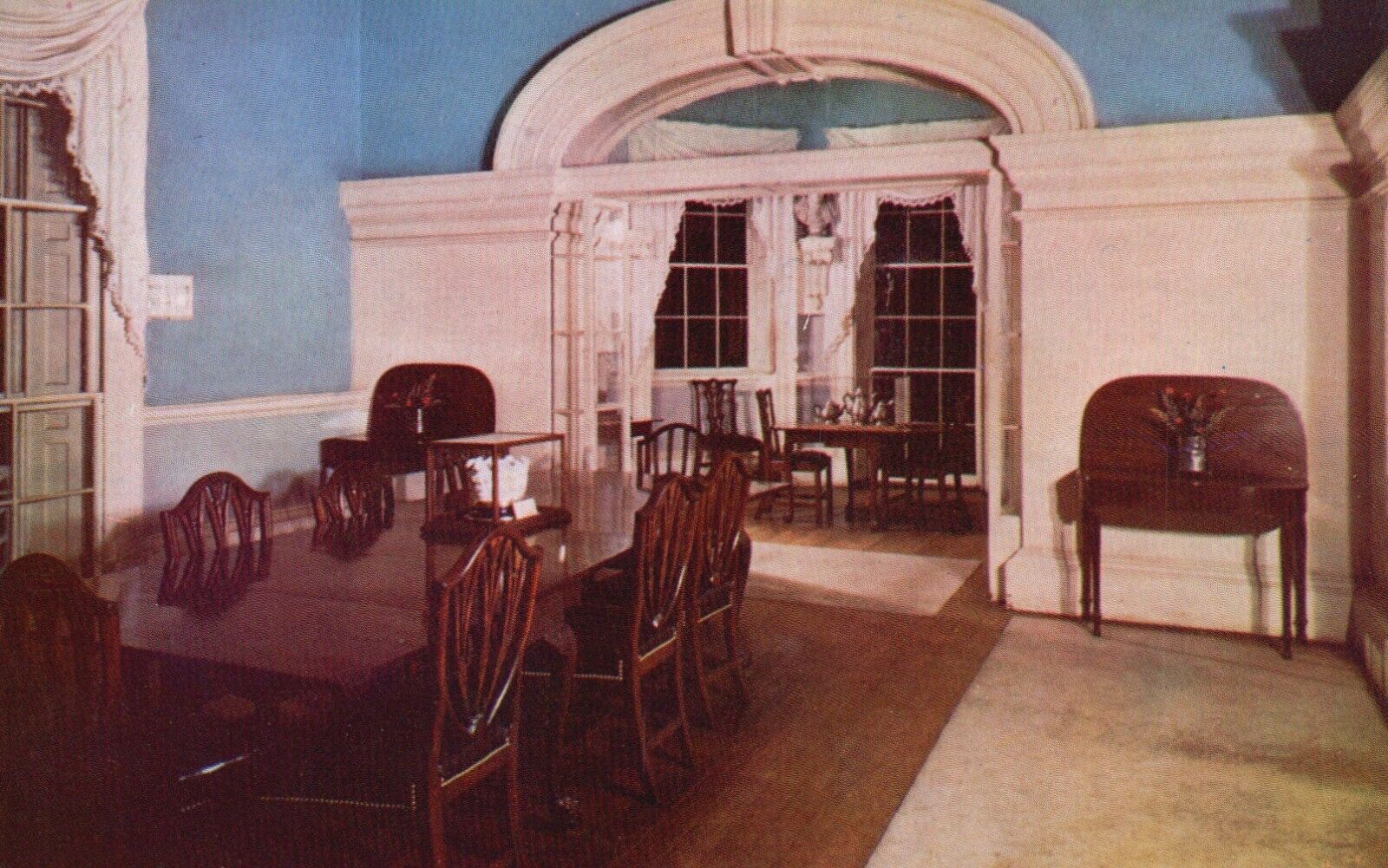 Charlottesville, VA, Monticello, Dining Room to Tea Room, Chrome Postcard e7270