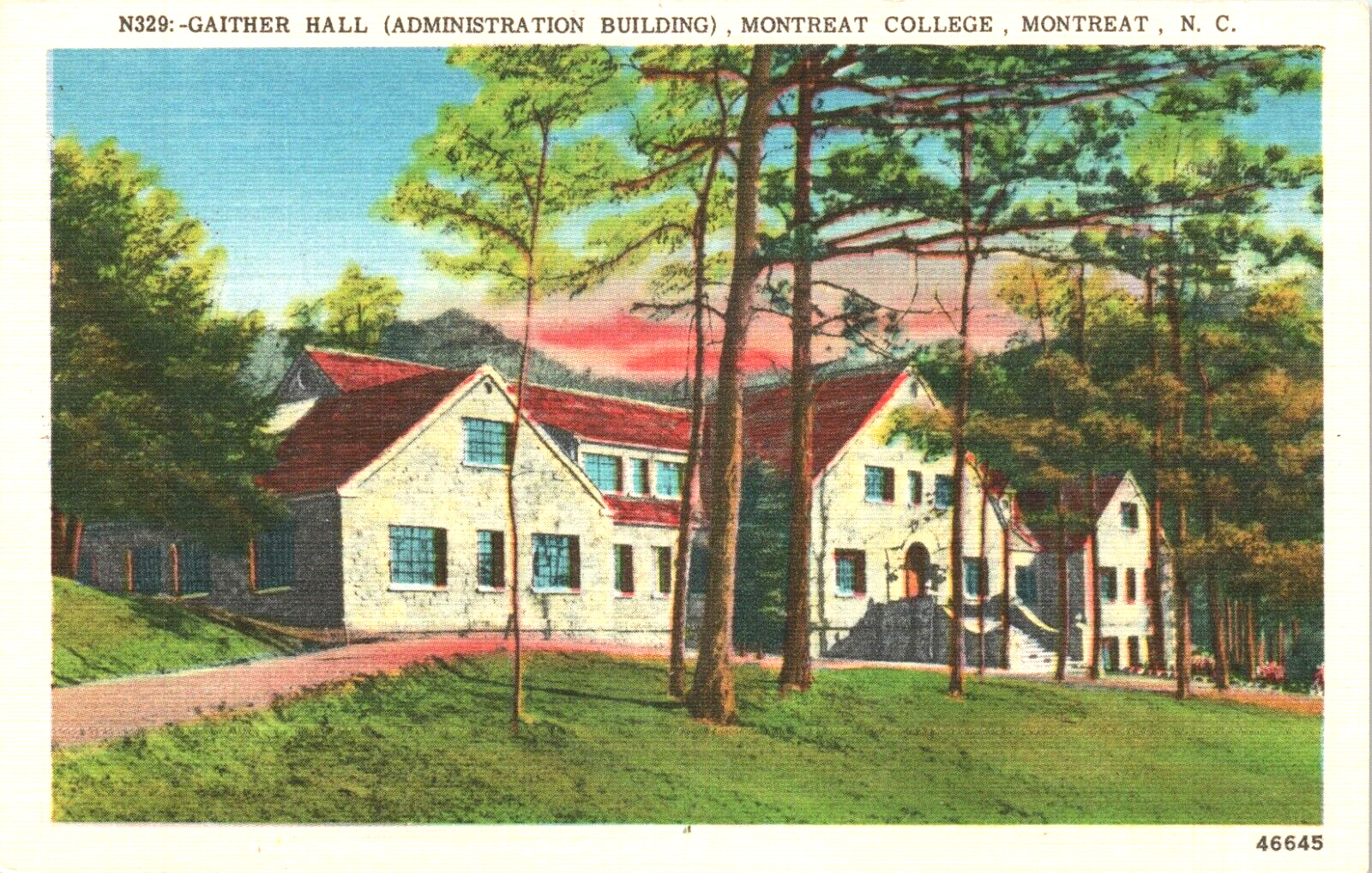 Montreat North Carolina College Gaither Hall Administration Building Postcard