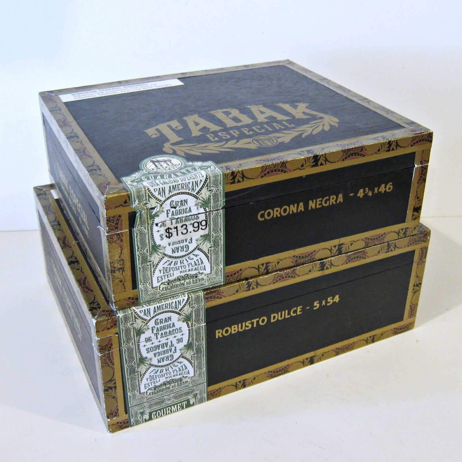 2 DIFFERENT TABAK ESPECIAL CIGAR BOXES - Empty Wooden