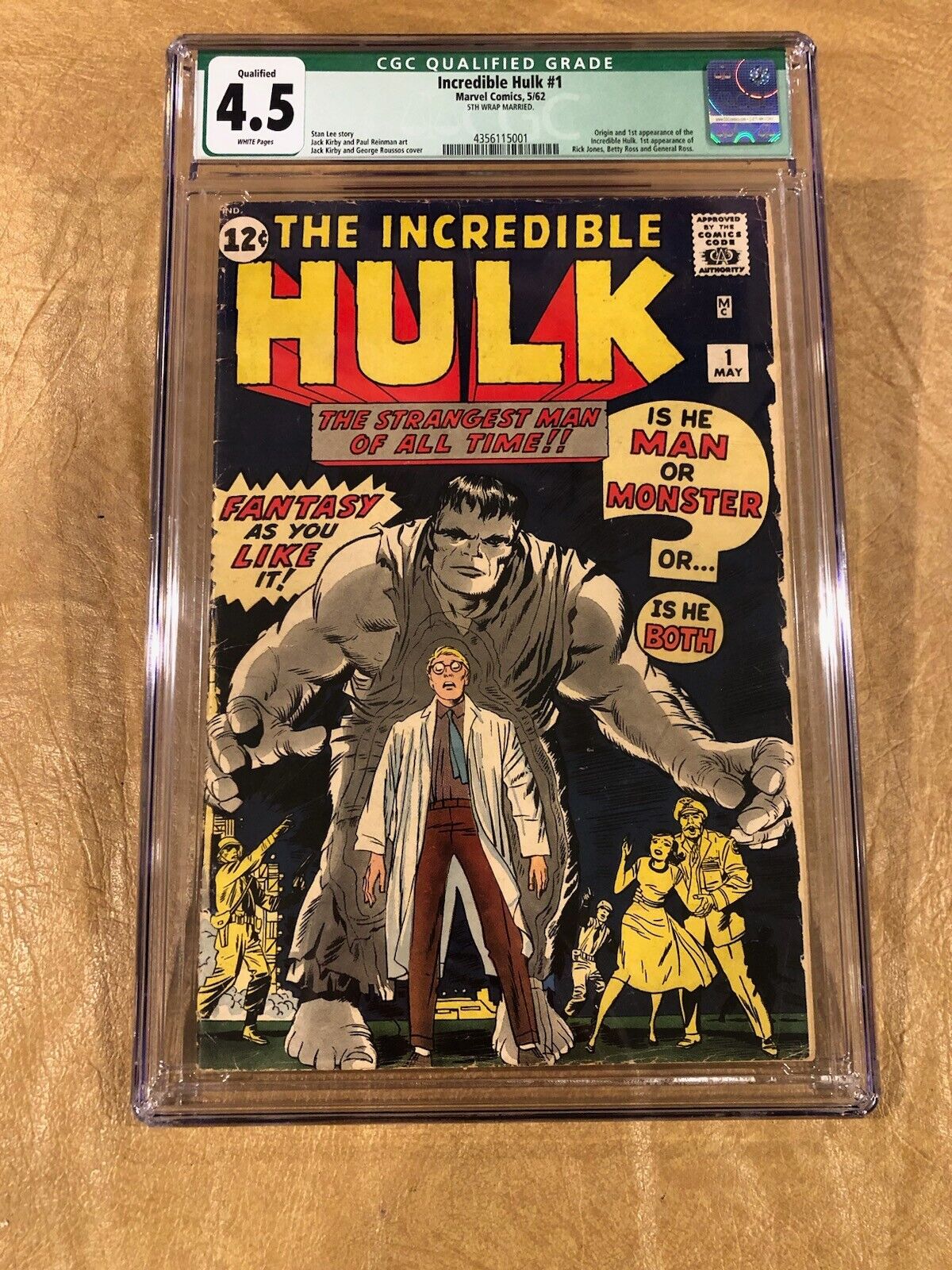 Incredible Hulk #1 CGC 4.5 Origin 1st Hulk Rick Jones General Betty Ross