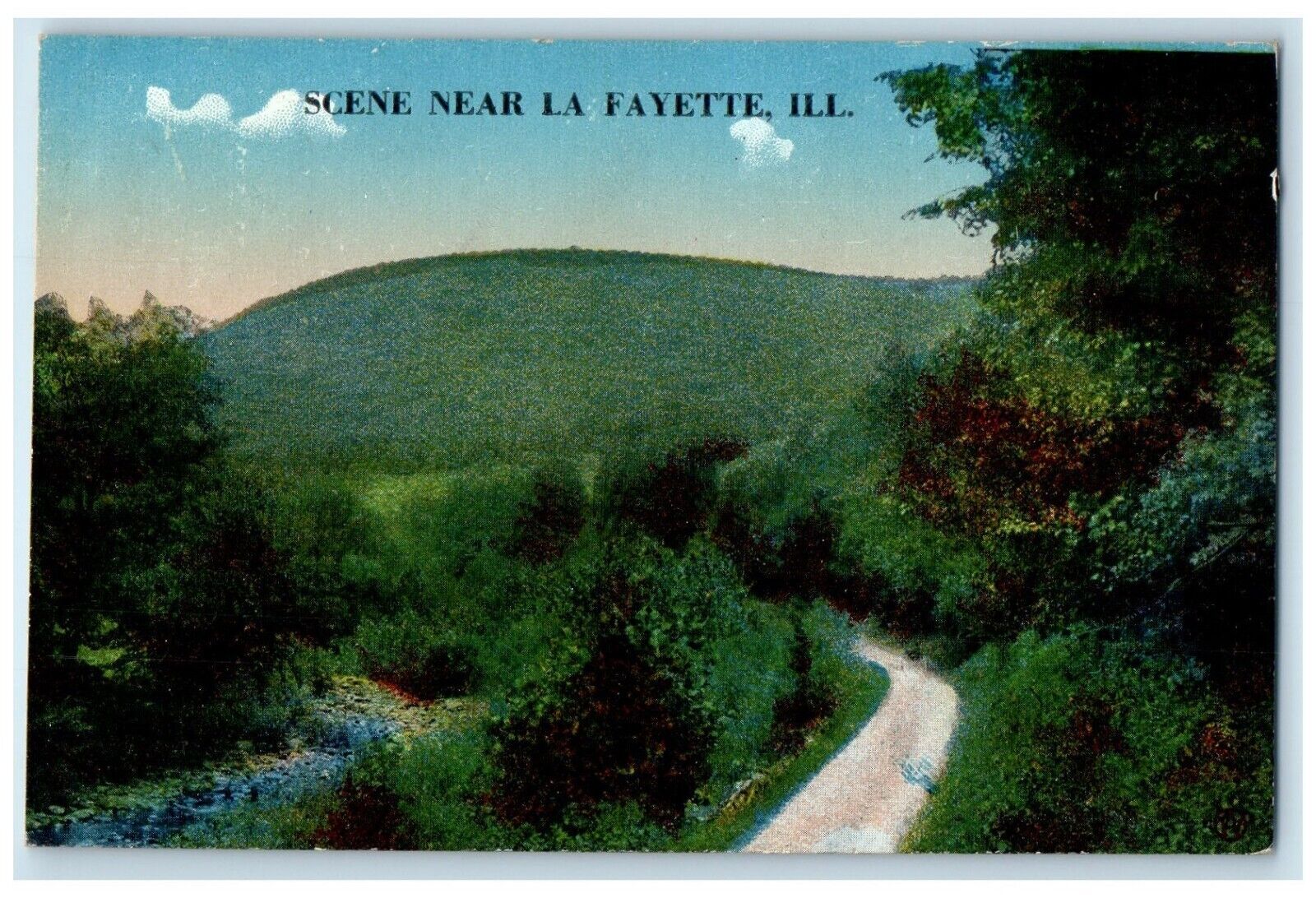 1910 Scene Near Mountain Road Trees La Fayette Illinois Vintage Antique Postcard