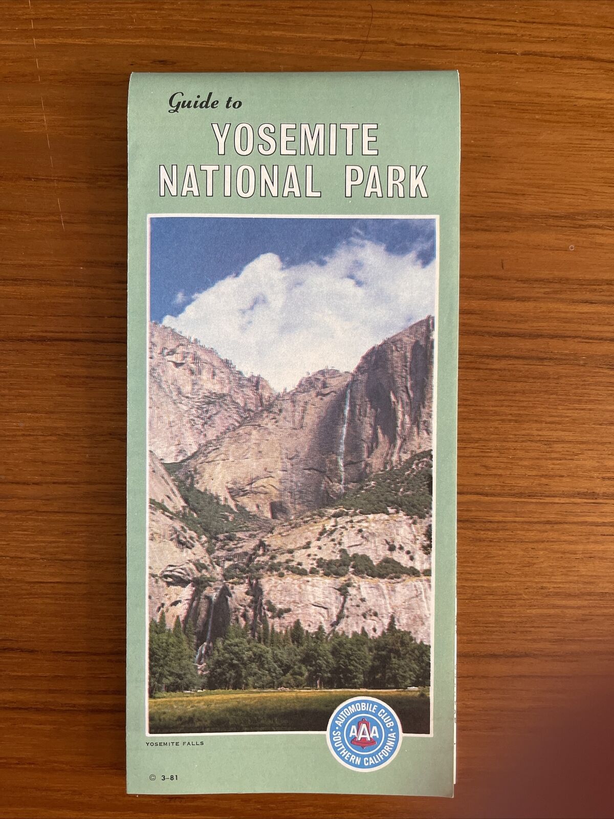 1981 AAA Guide to Yosemite National Park Road Map