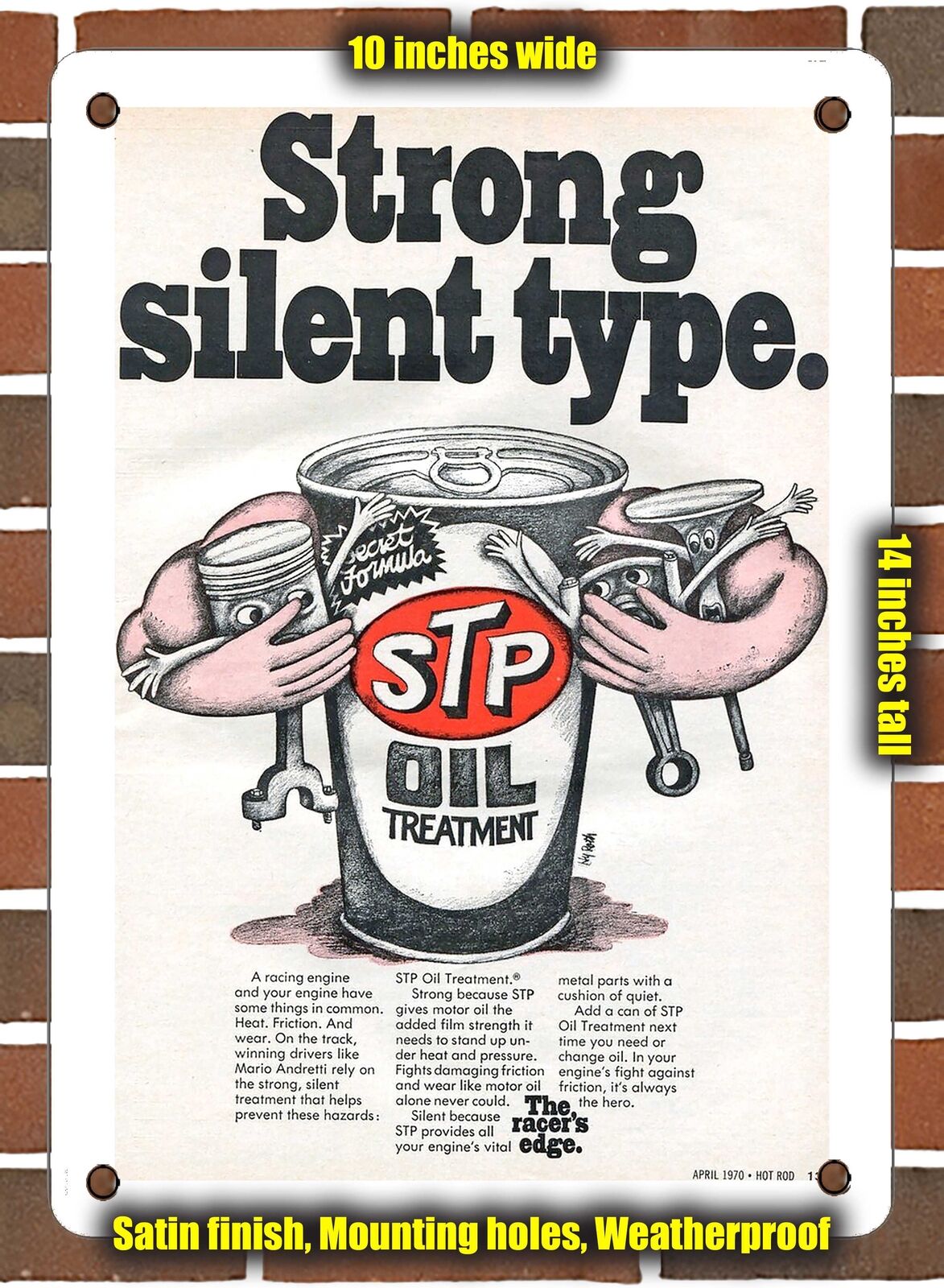 METAL SIGN - 1970 Strong Silent Type Oil Treatment - 10x14 Inches