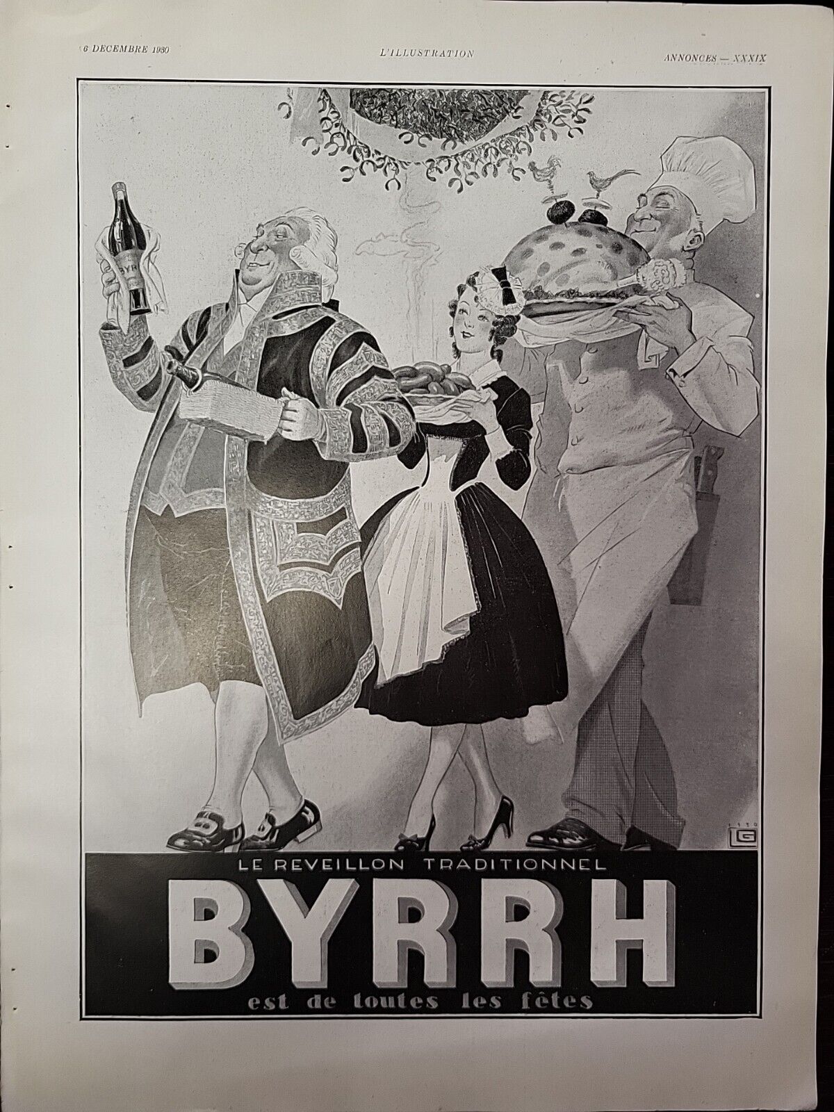 Byrrh Aperitif 1930 L'illustration Magazine Print Advertising FRENCH Chef Maid