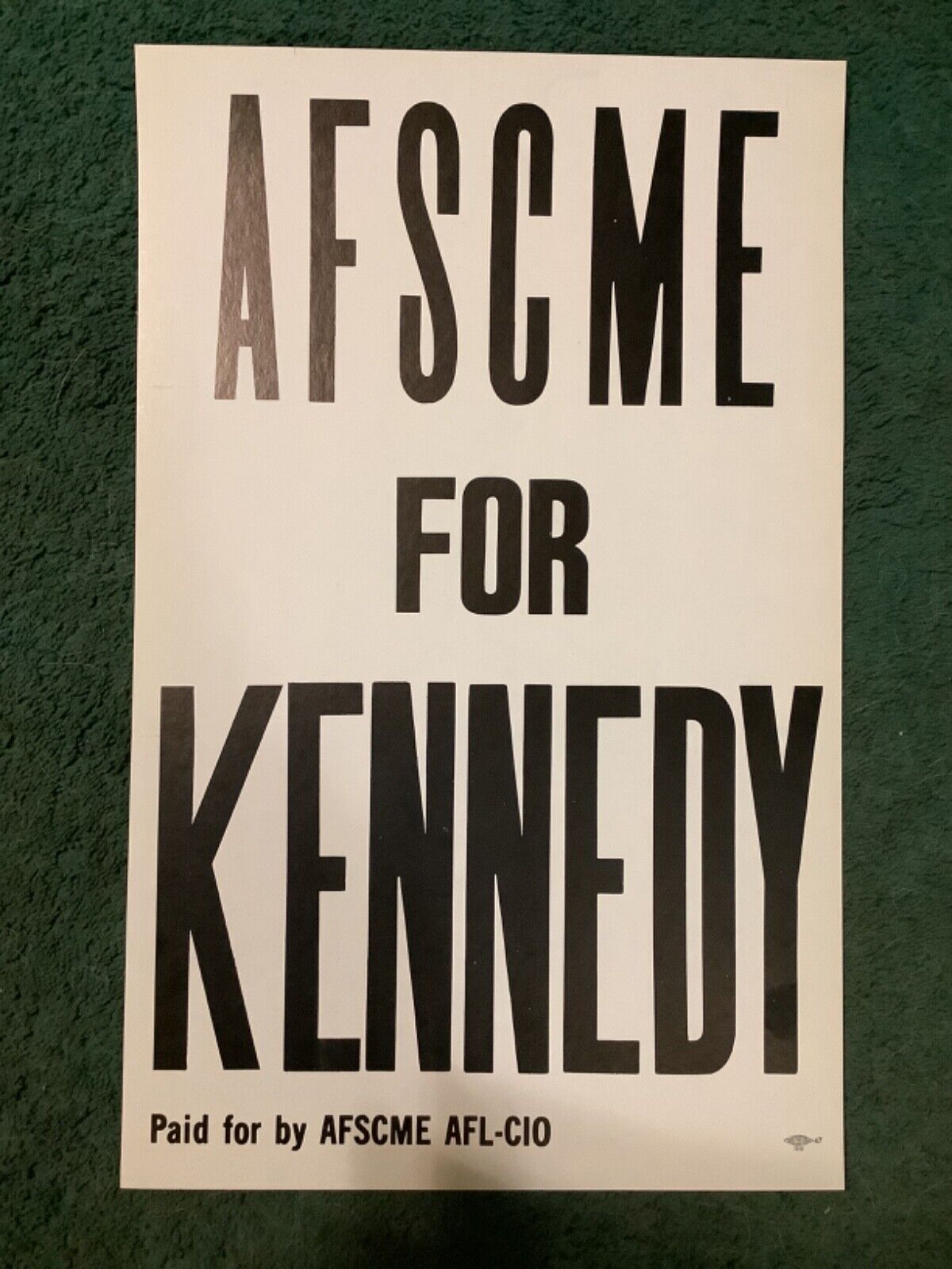 Ted Kennedy For President 1980 Campaign Poster “AFSCME For Kennedy” afl-clo