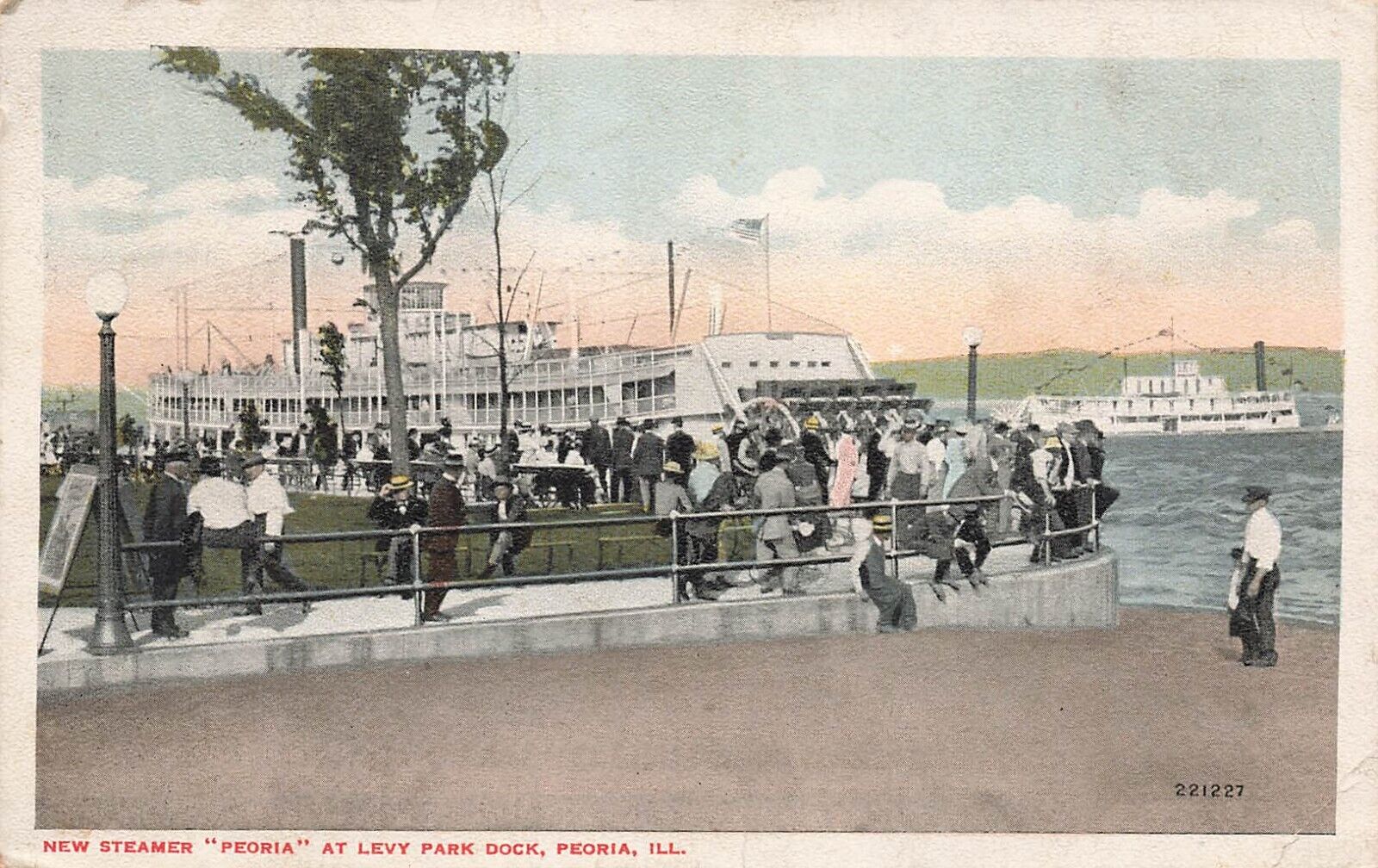 LP65 Peoria Illinois Steamer Ship Levy Park Dock 1908 Postcard