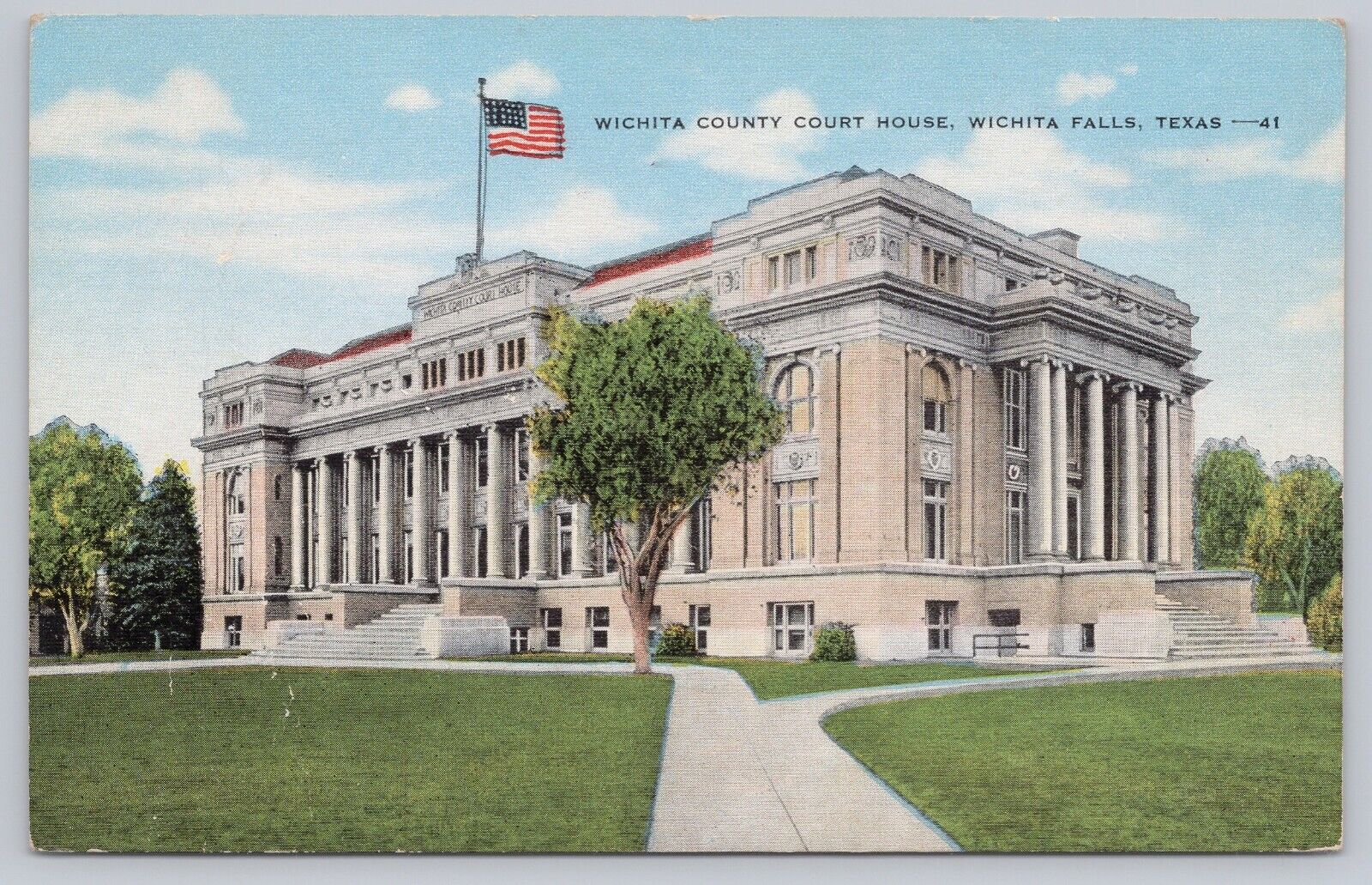 1930s 40s Wichita County Courthouse Wichita Falls Texas Vtg Linen Postcard