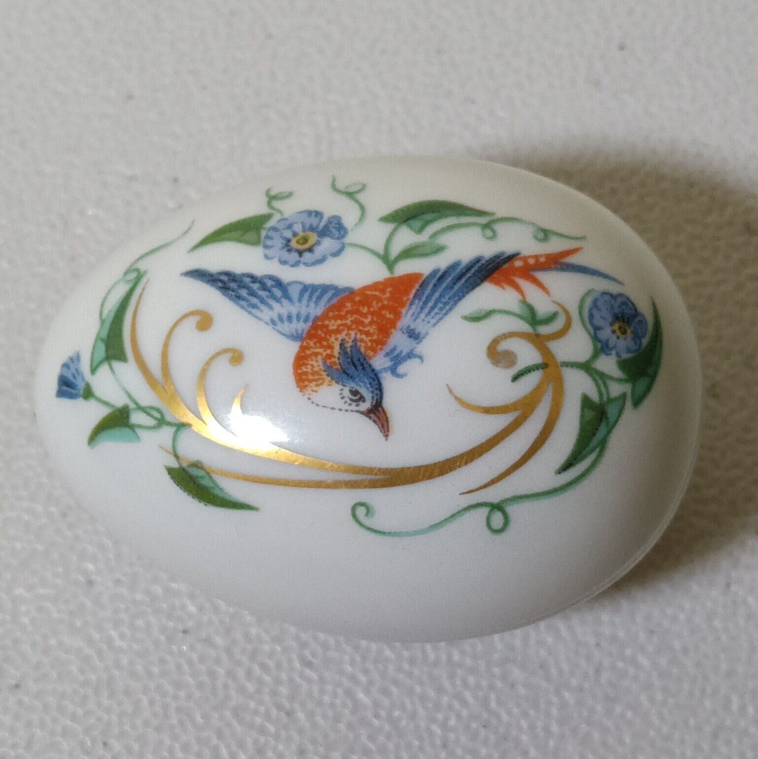 Limoges Castel France Porcelain Bird Pheasant Flowers Egg Trinket Box Easter VTG