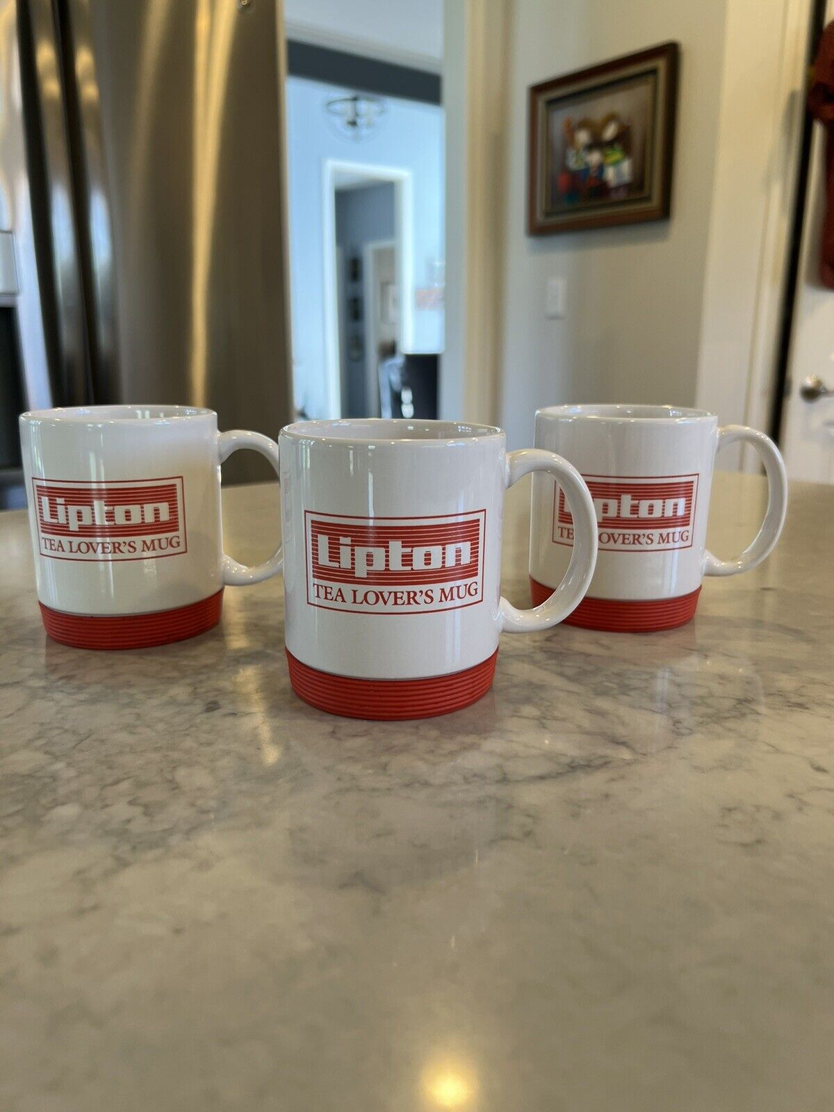 Lot of 3 Vintage Lipton Tea Lover’s Mugs, Non Slip Coaster Bottom