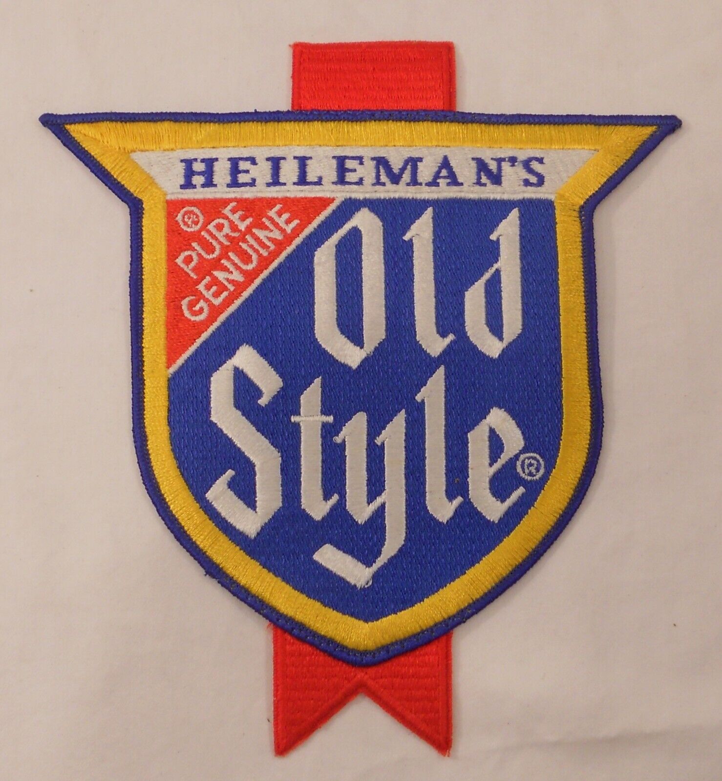 Large vintage Heileman's Old Style Pure Genuine Beer Patch 7x8 NOS
