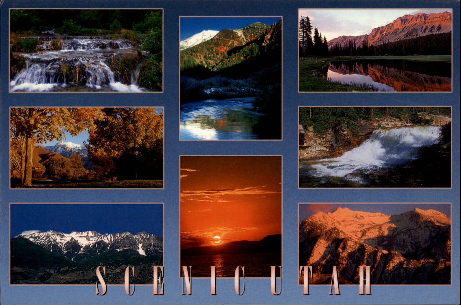 Utah multiview scenes sunset mountains snow capped waterfalls ~ postcard sku645