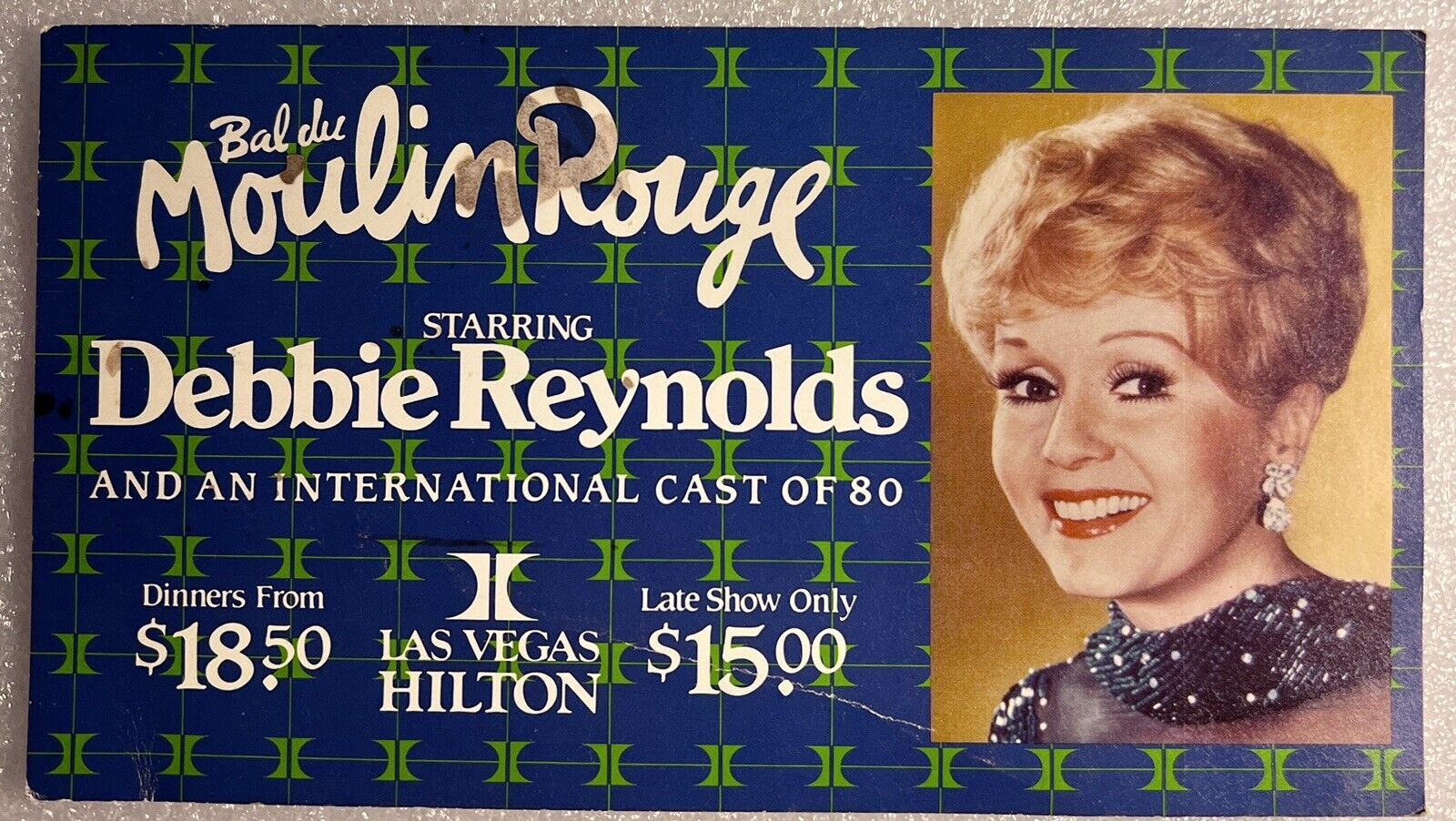 Vintage Las Vegas 1970 Las Vegas Hilton Debbie Reynolds Vintage Large Postcard