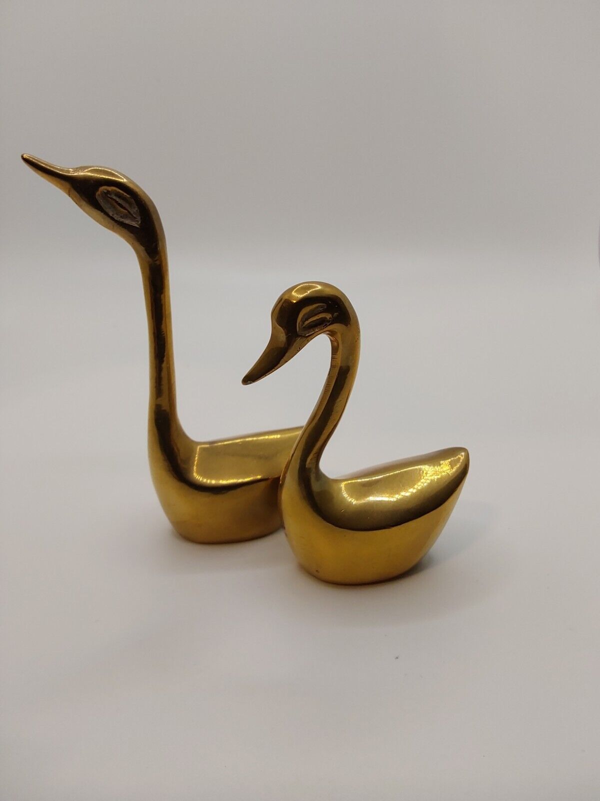 Set of 2 Vintage Brass Swans 