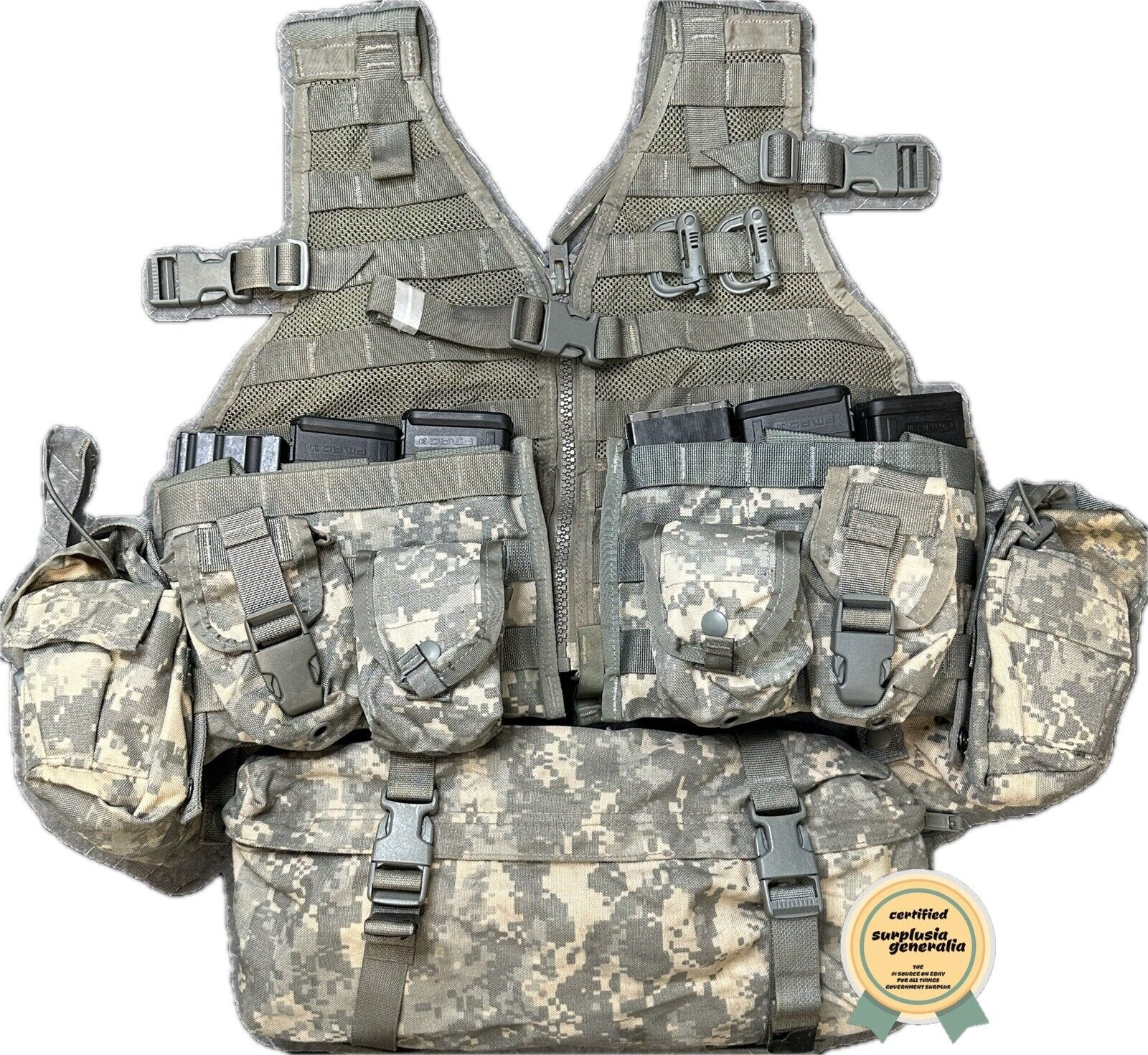 MOLLE II Tactical Load Carrying Vest/Chest Rig & Waist Pack Bundle ACU