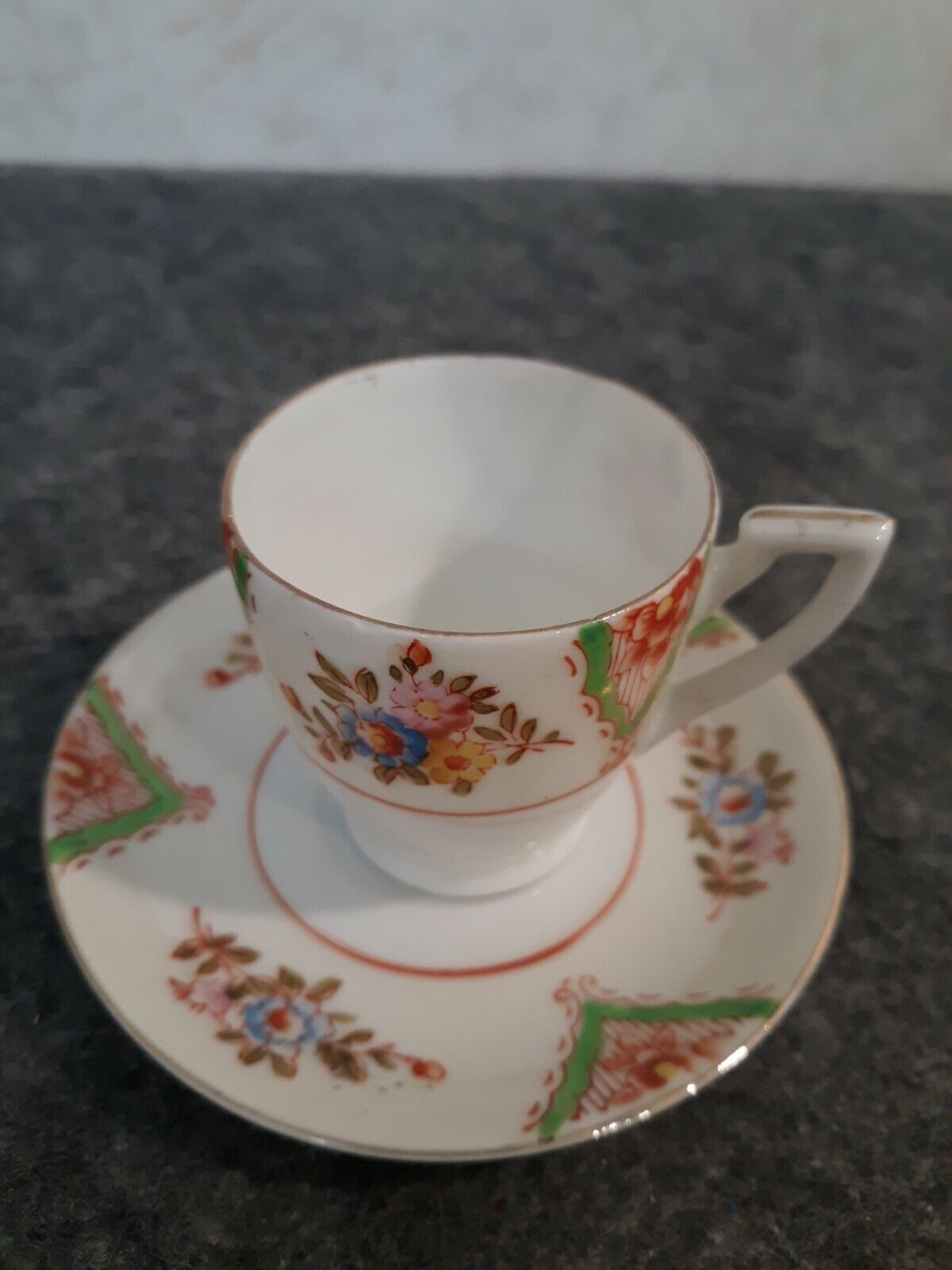  Sm. Vintage Chikaramachi hand painted tea cup and saucer made in Japan 