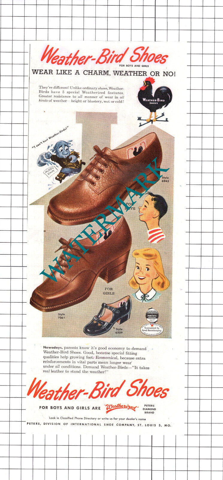 Weather-Bird Shoes Peters St Louis USA ADVERT -   1947 Clipping / Print