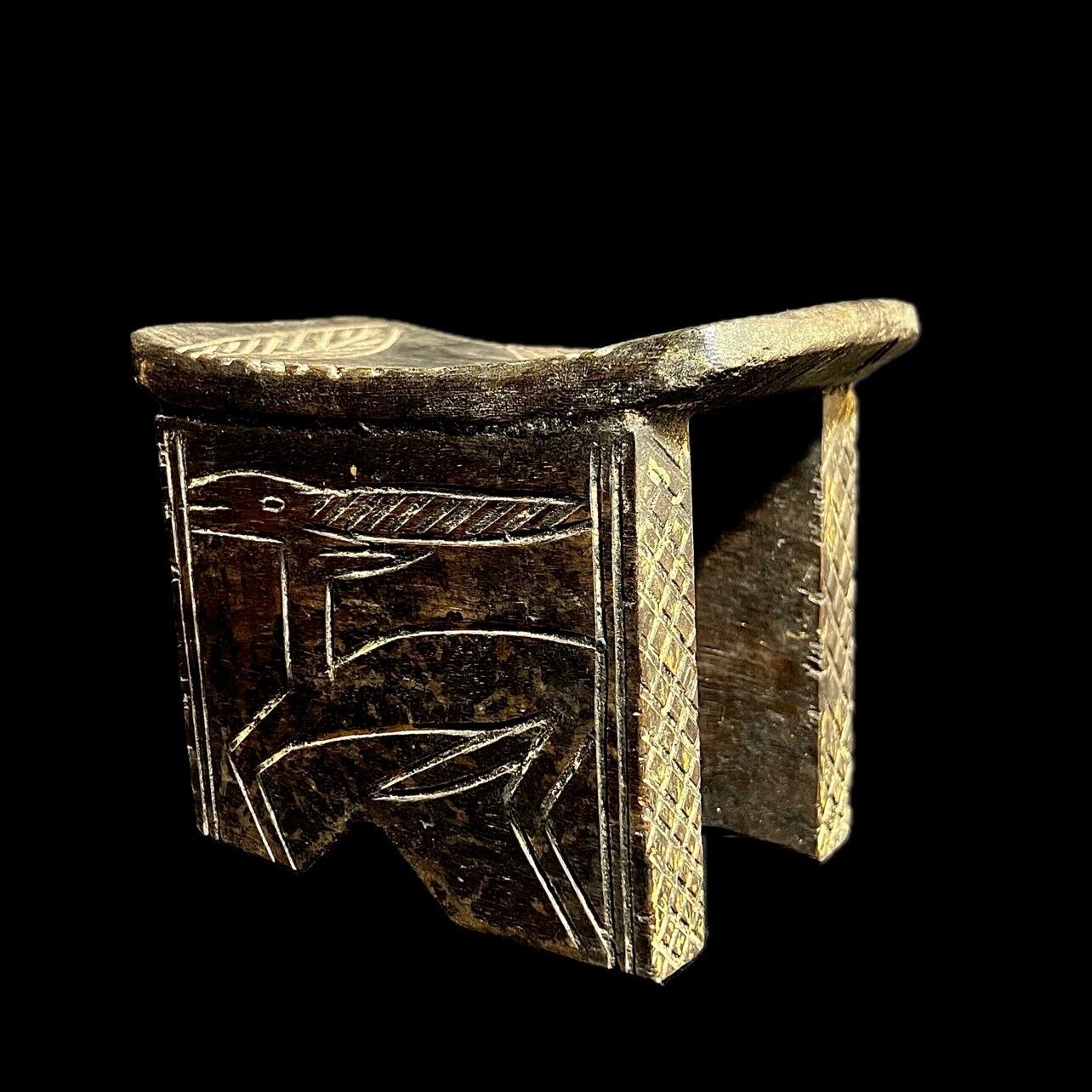 African Vintage Bambara Wooden African Stool,Side Stool Vintage Bench-G1259