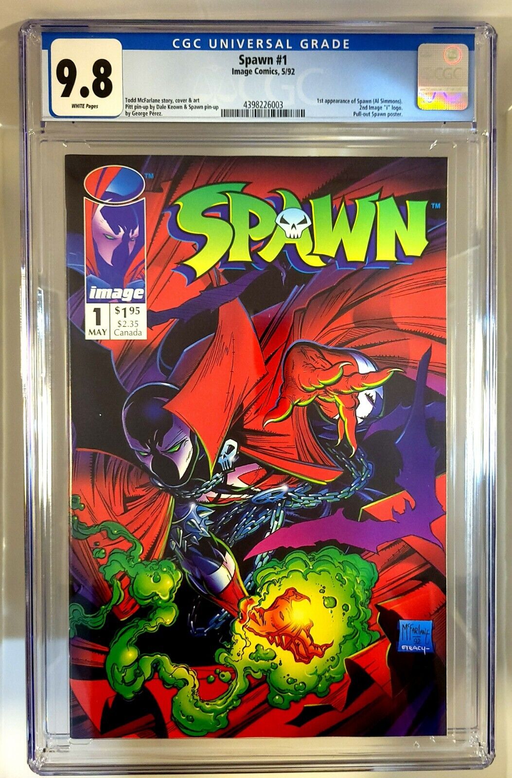 Spawn 1992 #1 CGC 9.8 White Pages Todd McFarlane 1st Appearance Al Simmons IMAGE
