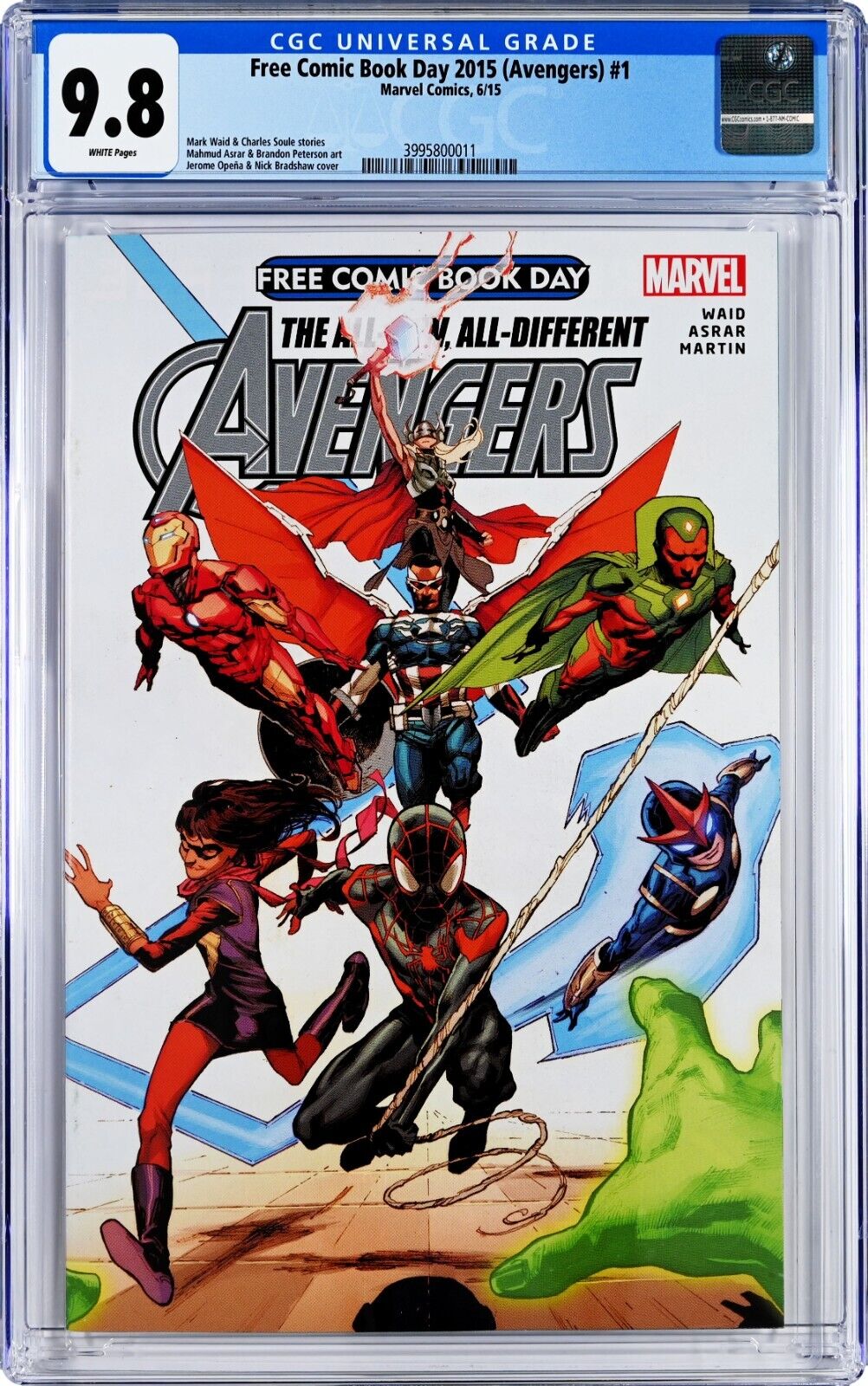 FCBD 2015 Avengers #1 CGC 9.8 (Jun 2015, Marvel) Mark Waid, All New Different