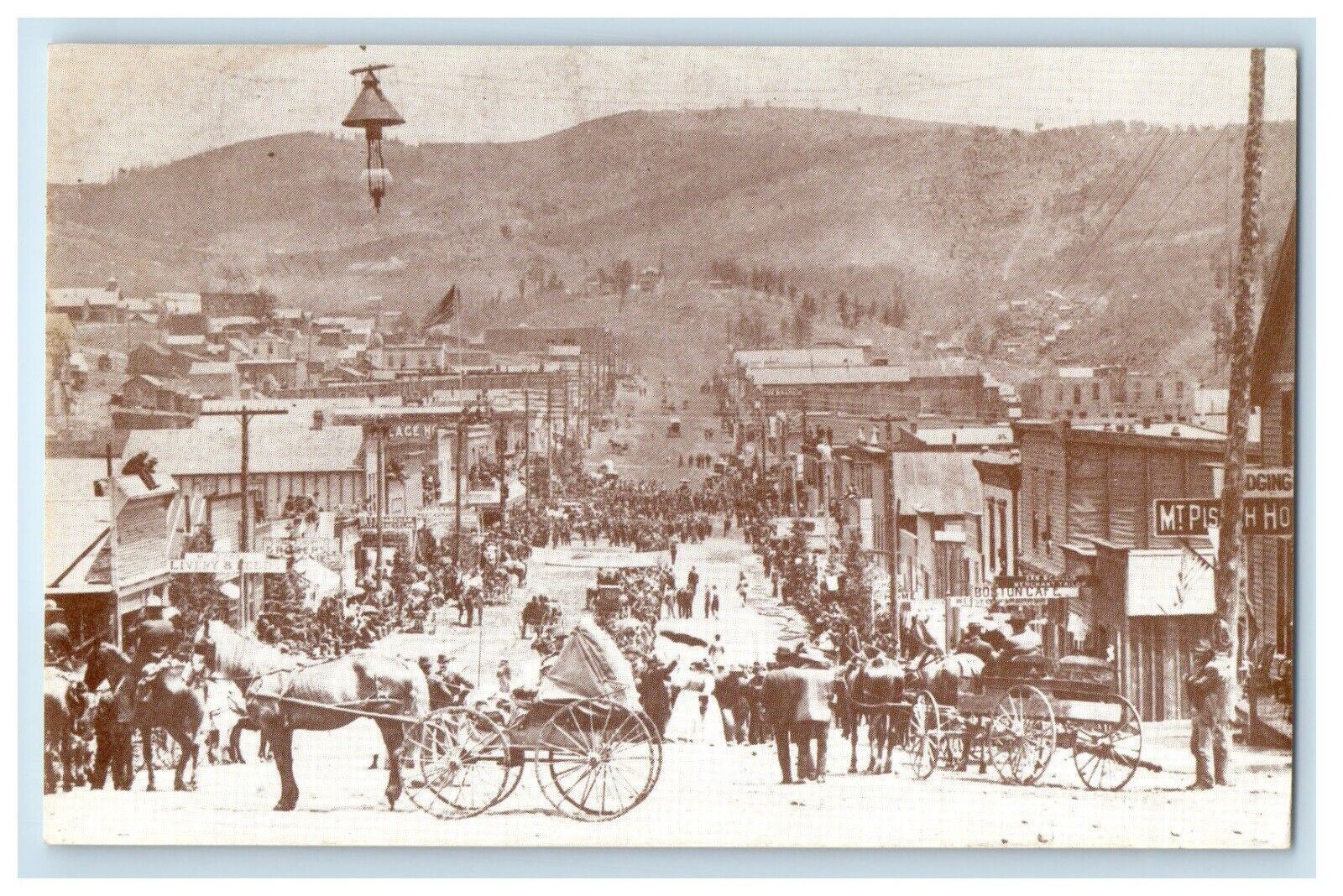 A Busy Day Of Cripple Creek Colorado CO, Horse And Buggy Antique Postcard