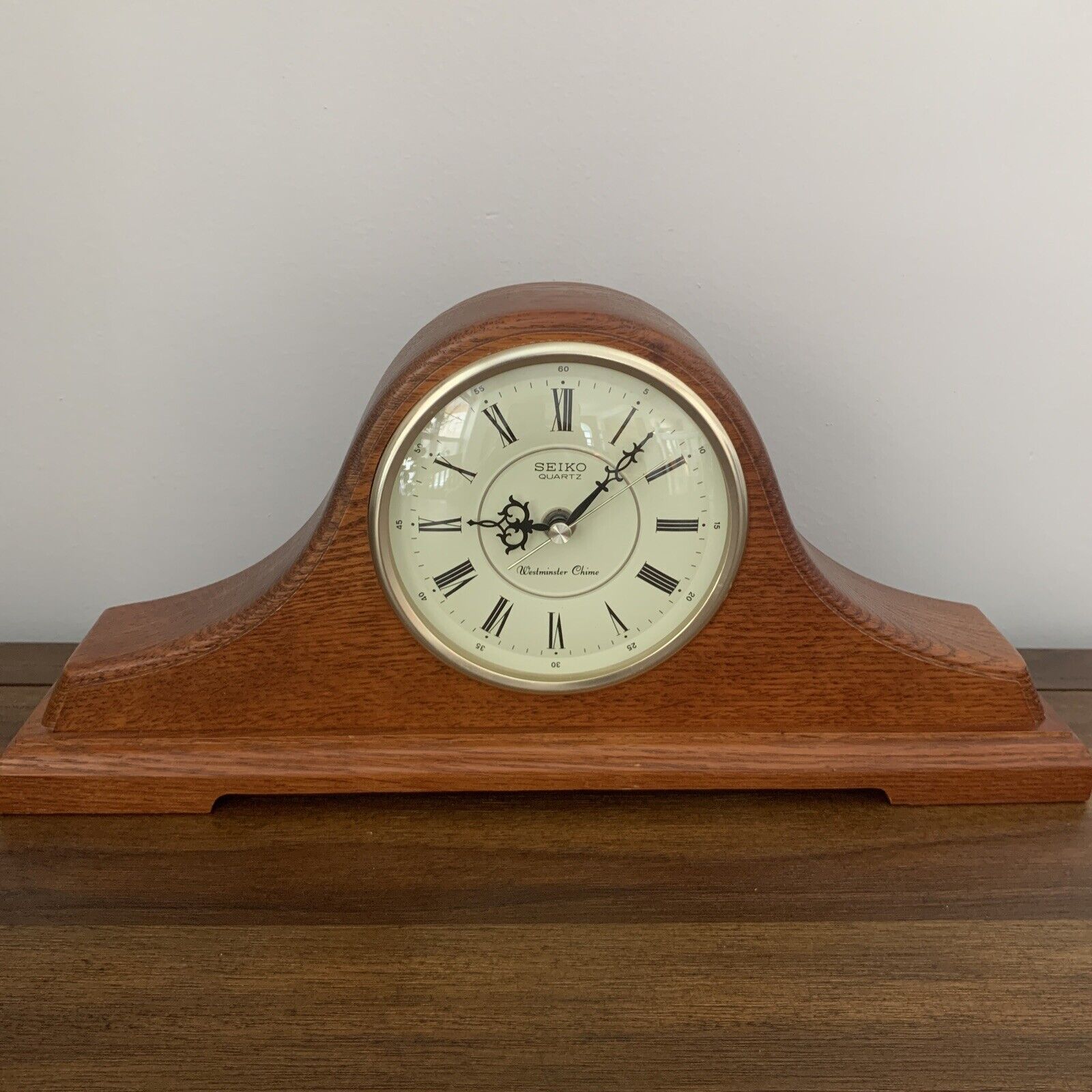 Seiko Napoleon Hat Quartz Wooden Westminster Chime Mantel Clock