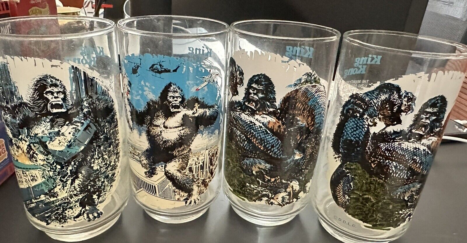 King Kong Collector Glasses Set of 4 Burger King Coca-Cola 1976