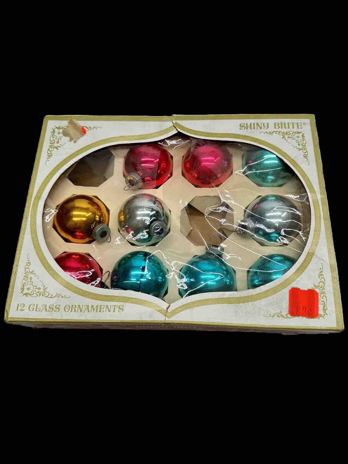 10 Shiny Brite Glass Christmas Tree Ornaments Assorted Vintage Holiday Decor