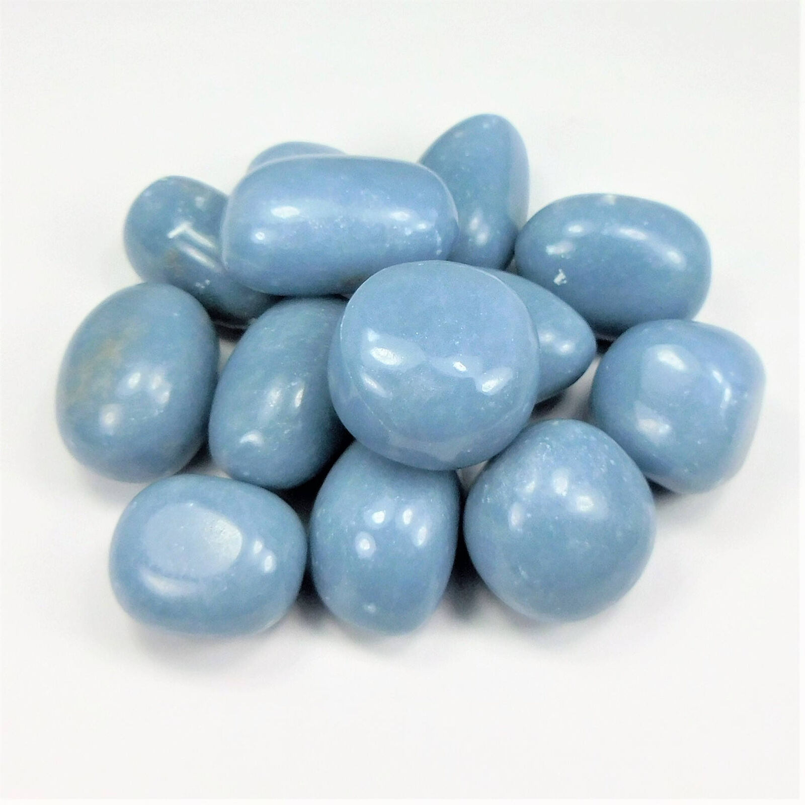 Tumbled Angelite (3 Pcs) Gemstone Polished Crystal Blue Gemstones Natural Peru