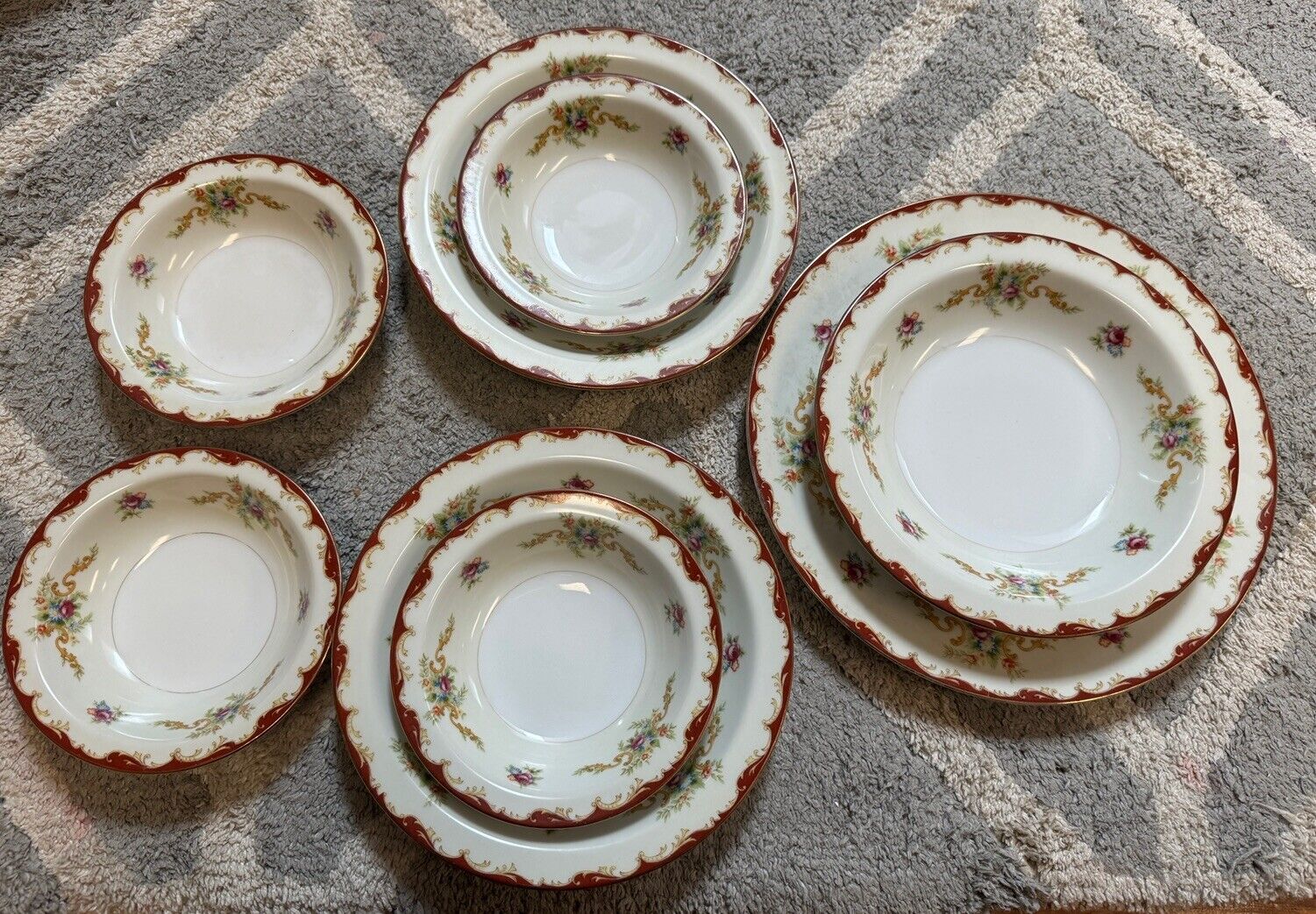Vintage Harmony House Wembley Fine China 8 Piece Set Circa 1950-1959 Red Floral