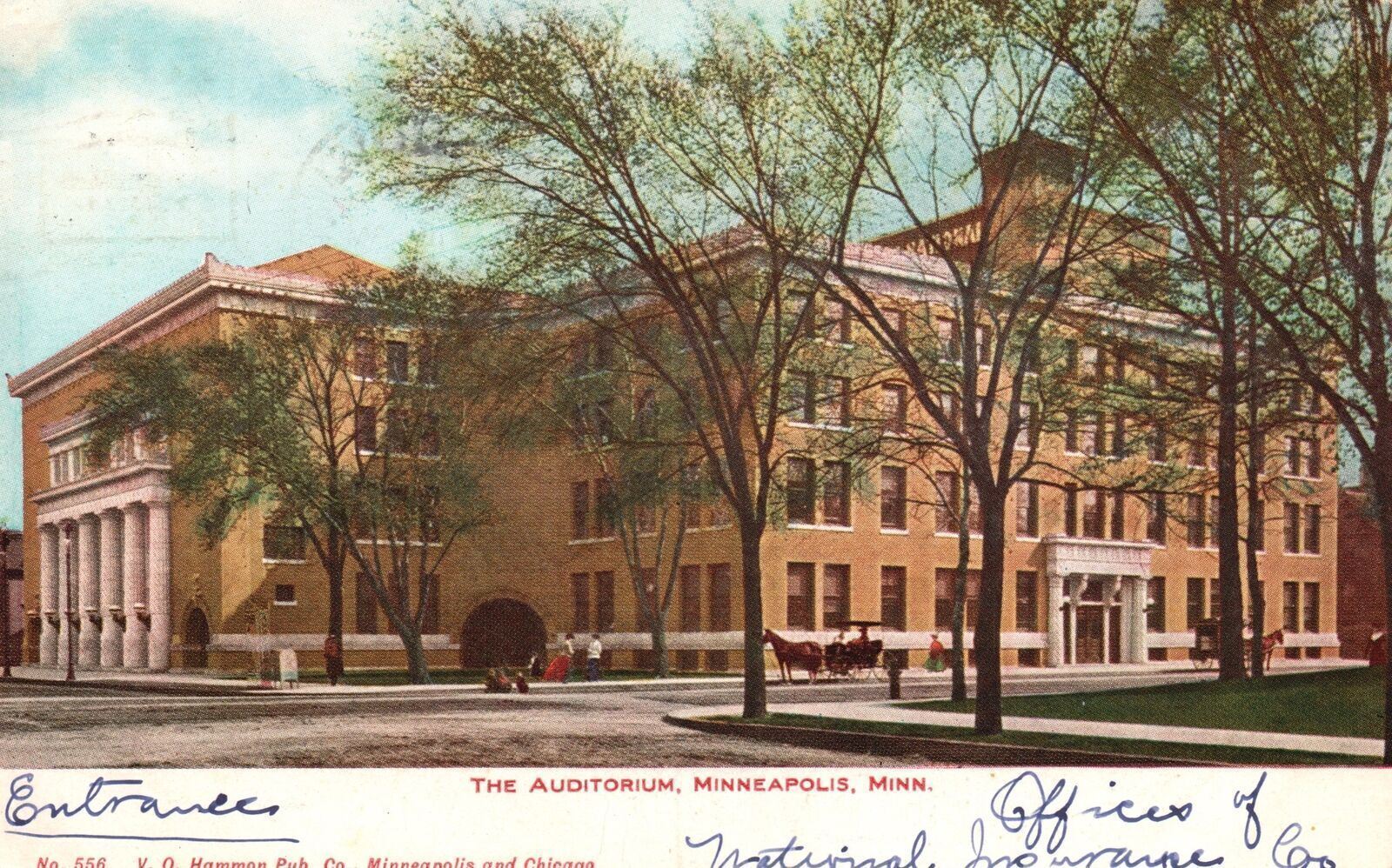 Vintage Postcard 1908 The Auditorium Building Landmark Minneapolis Minnesota MN