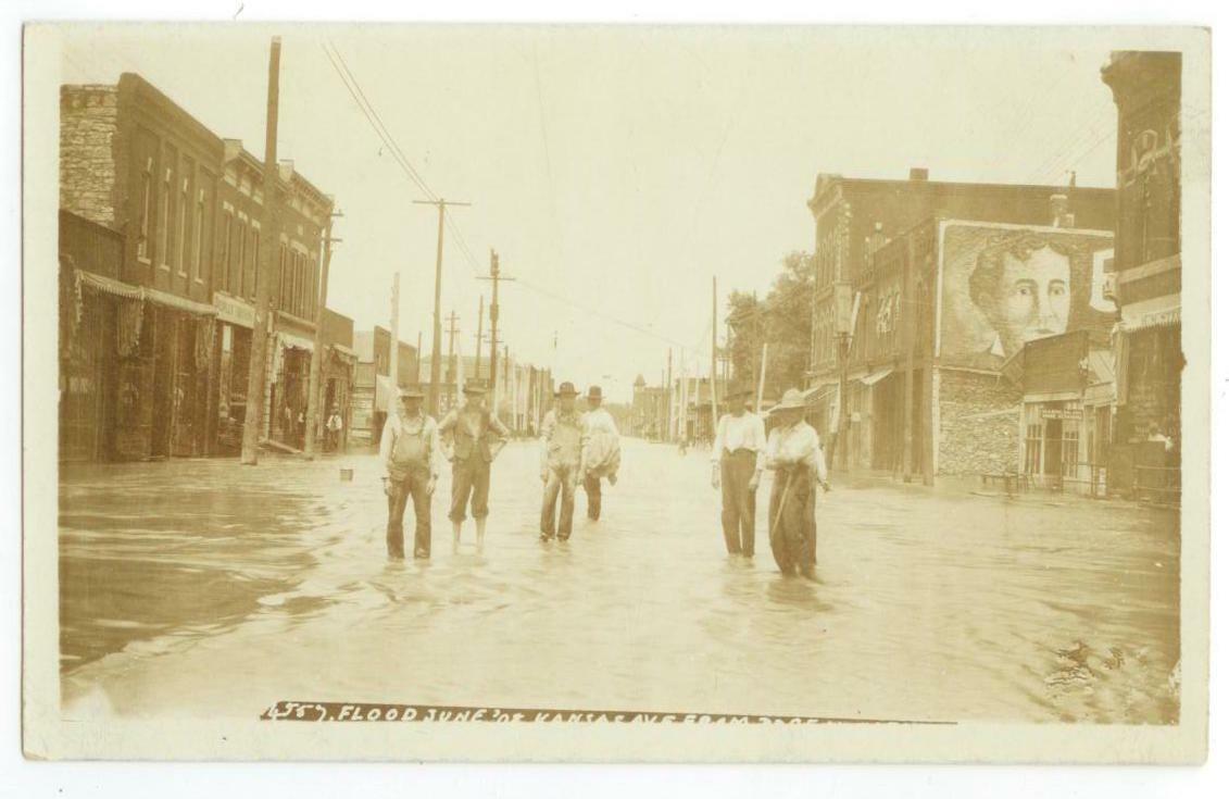 June 1908 Topeka Kansas Flood - Kansas Avenue harness shop Real Photo