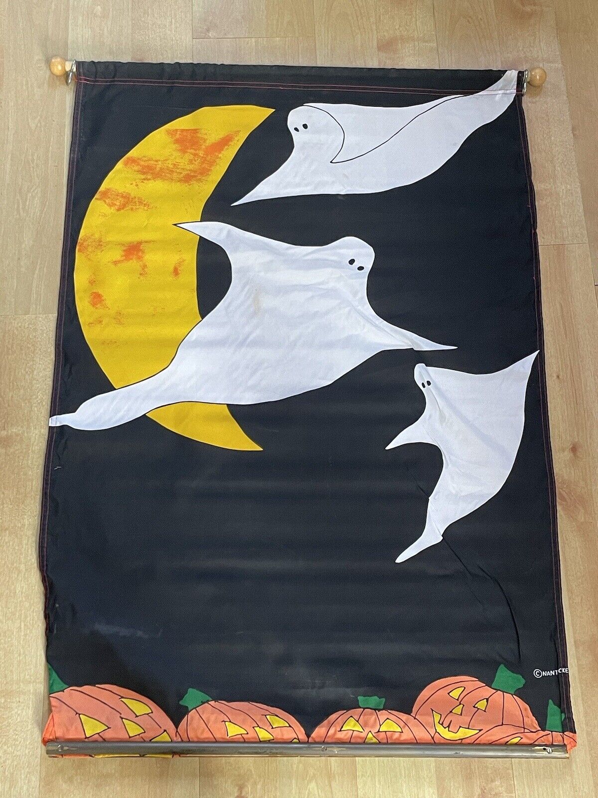 HALLOWEEN Wall Hanging  Nantucket Tapestry 41”x 28” Polyester Ghosts Moon