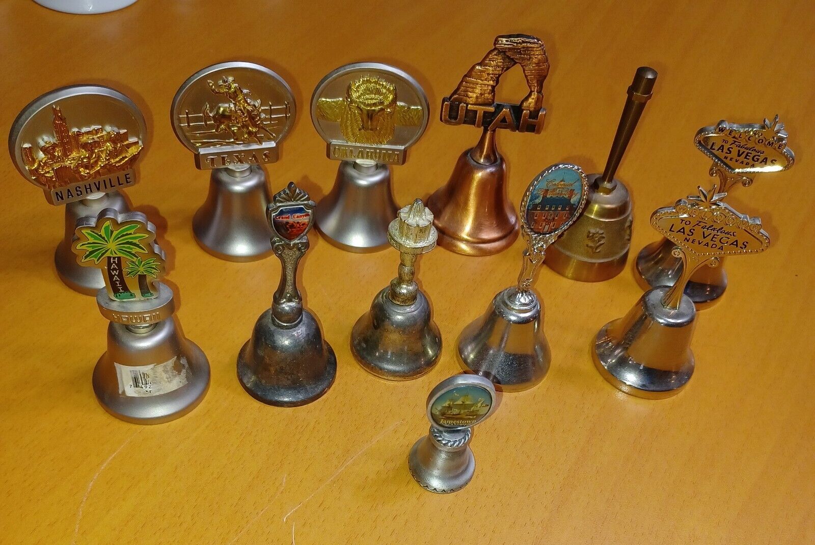 VINTAGE Metal SOUVENIR BELLS Lot Of 12 from Different States in the US   