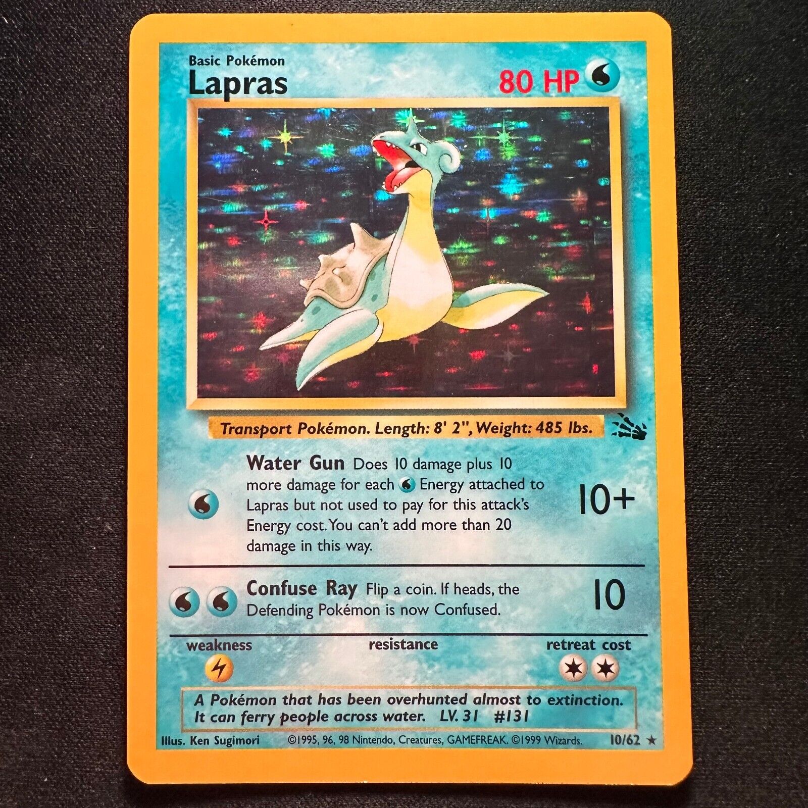Lapras 10/62 Fossil Rare Holo Pokemon Card Gem Mint
