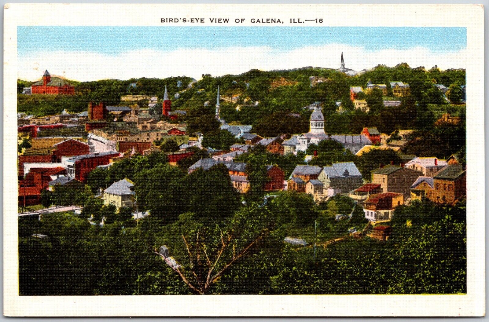 Birds Eye View of Galena, Illinois - Postcard